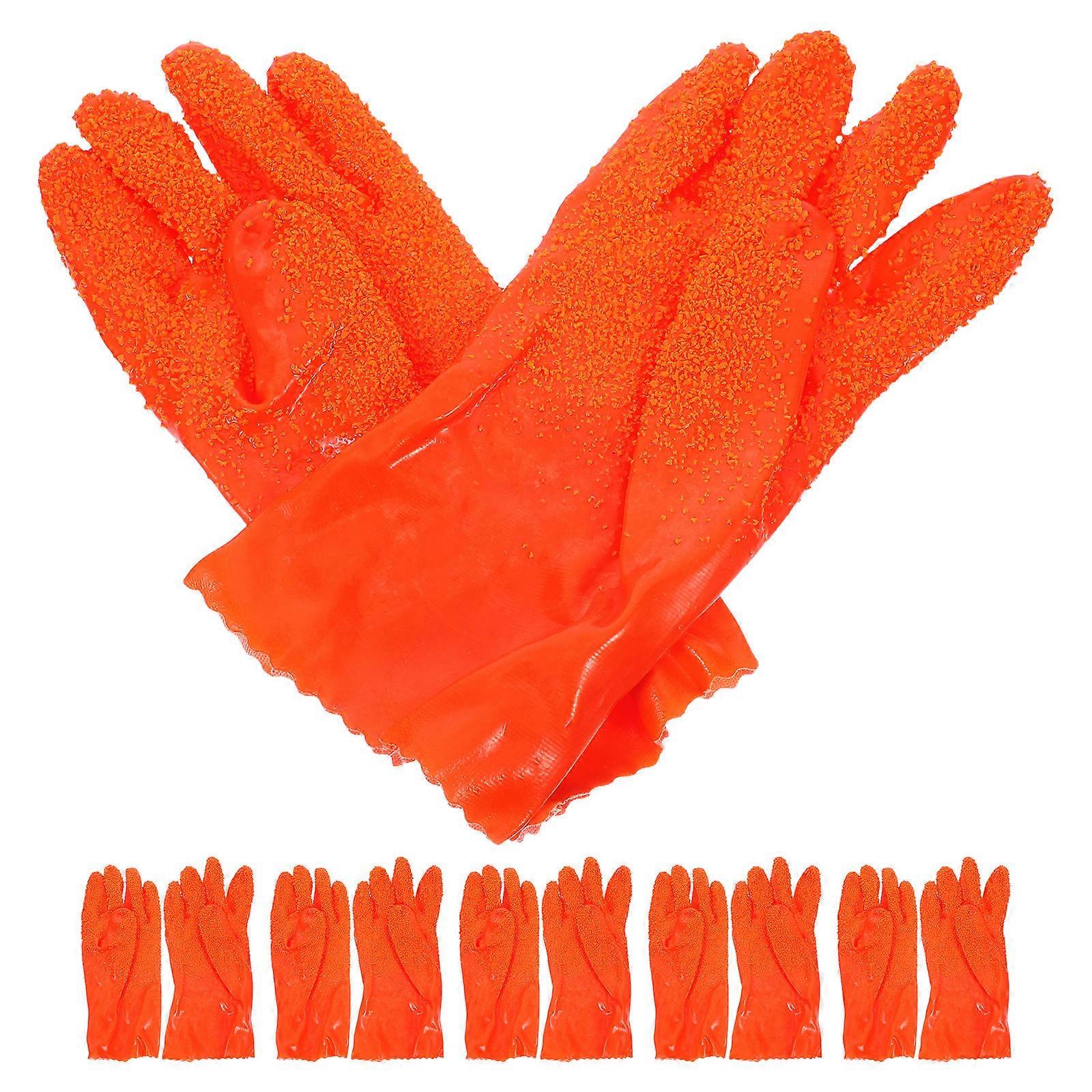 Abrasion Resistant Sewer Gloves 6 Pairs For Plumbers Effective In Wet Environments Durable Orange Rubber
