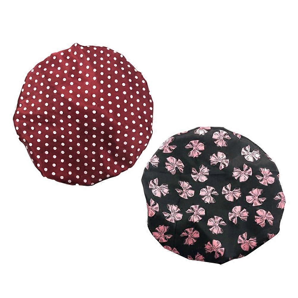 Bath Cap Double Layer Waterproof Shower Hats for Women 4Pcs Assorted