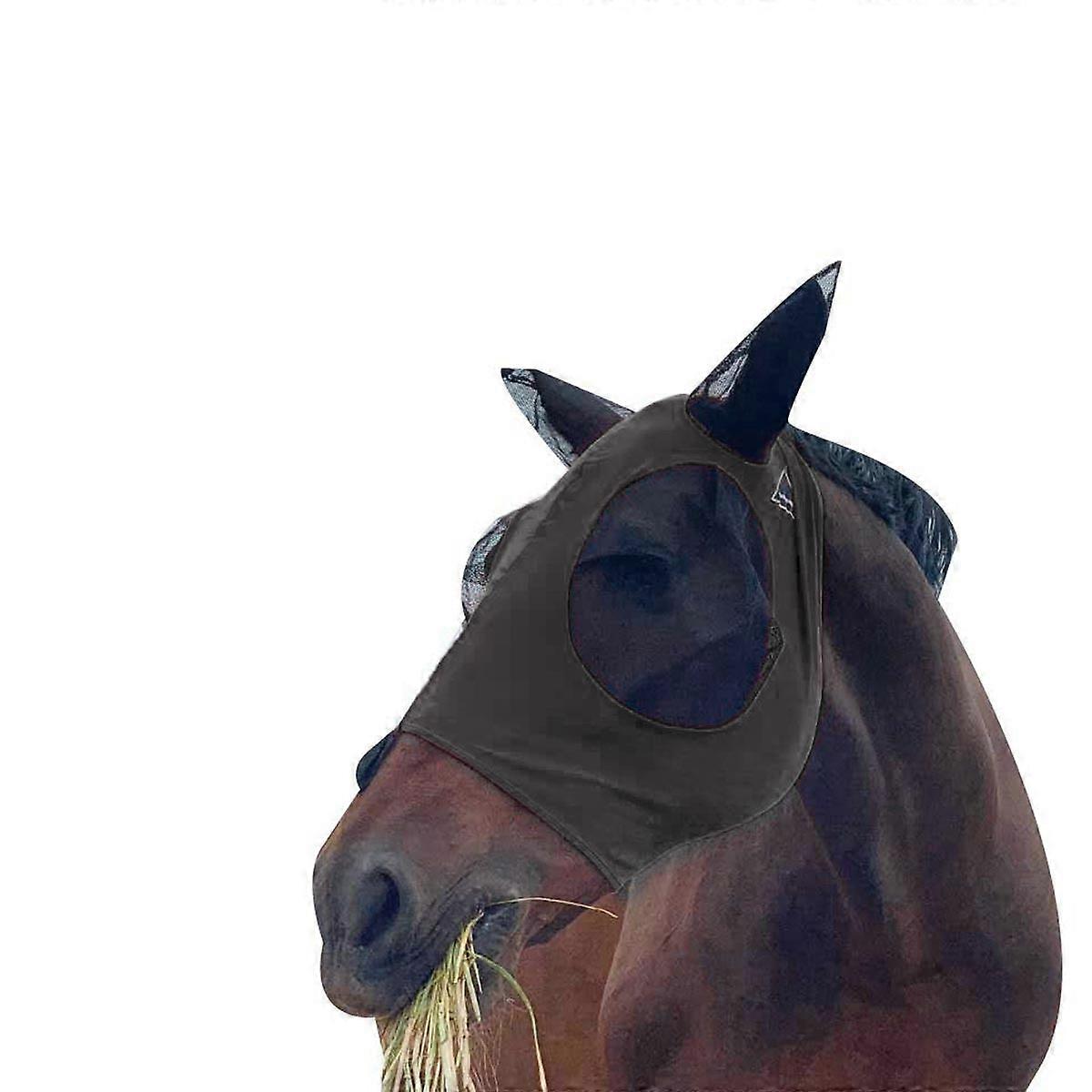 Horse Protection Fly Mask Head Net for Outdoor Use Black