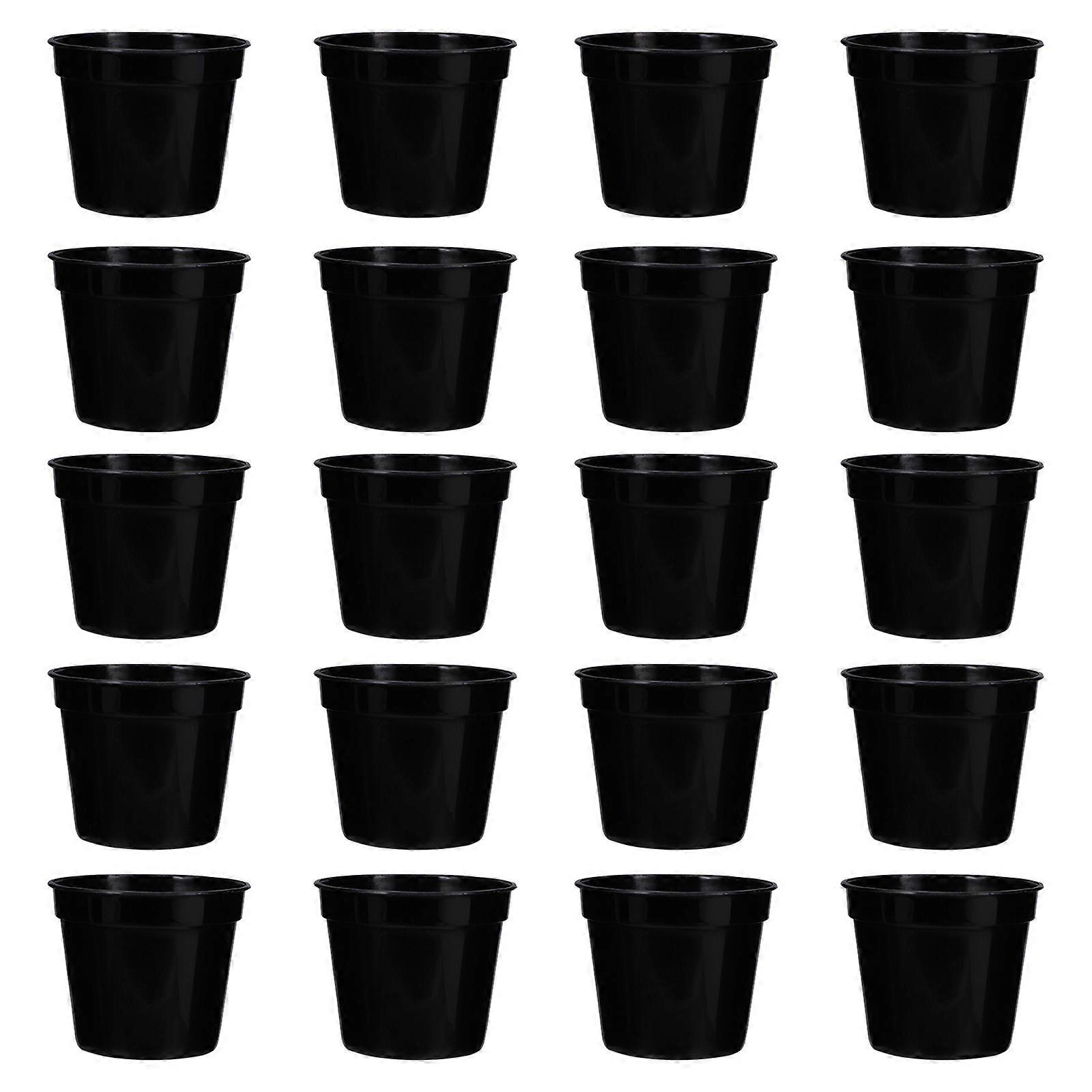 Planting Pot Small Planter Pot with Drainage Hole Plastic Nursery Pot for Indoor Decoration Round Shape Black Color 20Pack