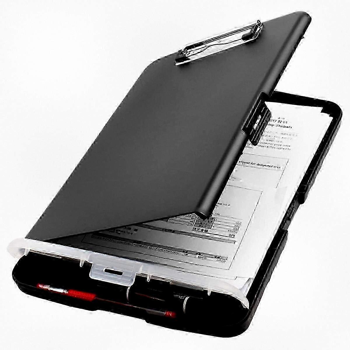 Foldable Plastic Clipboard with Storage - Nursing Organizer File Folder for Documents (Black) 2025