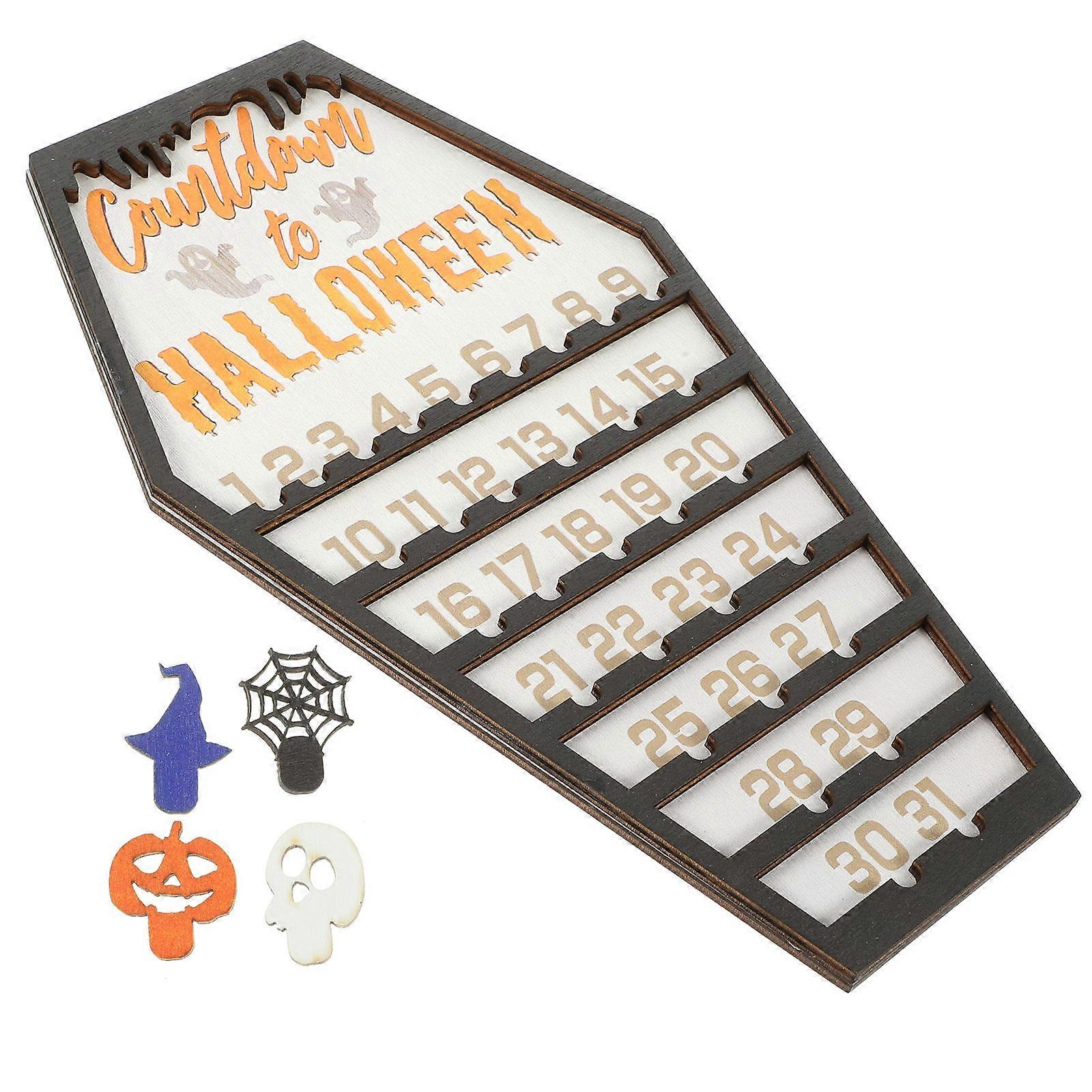 Halloween Coffin Countdown Calendar Wooden Decor for Reminding Use 3Pcs