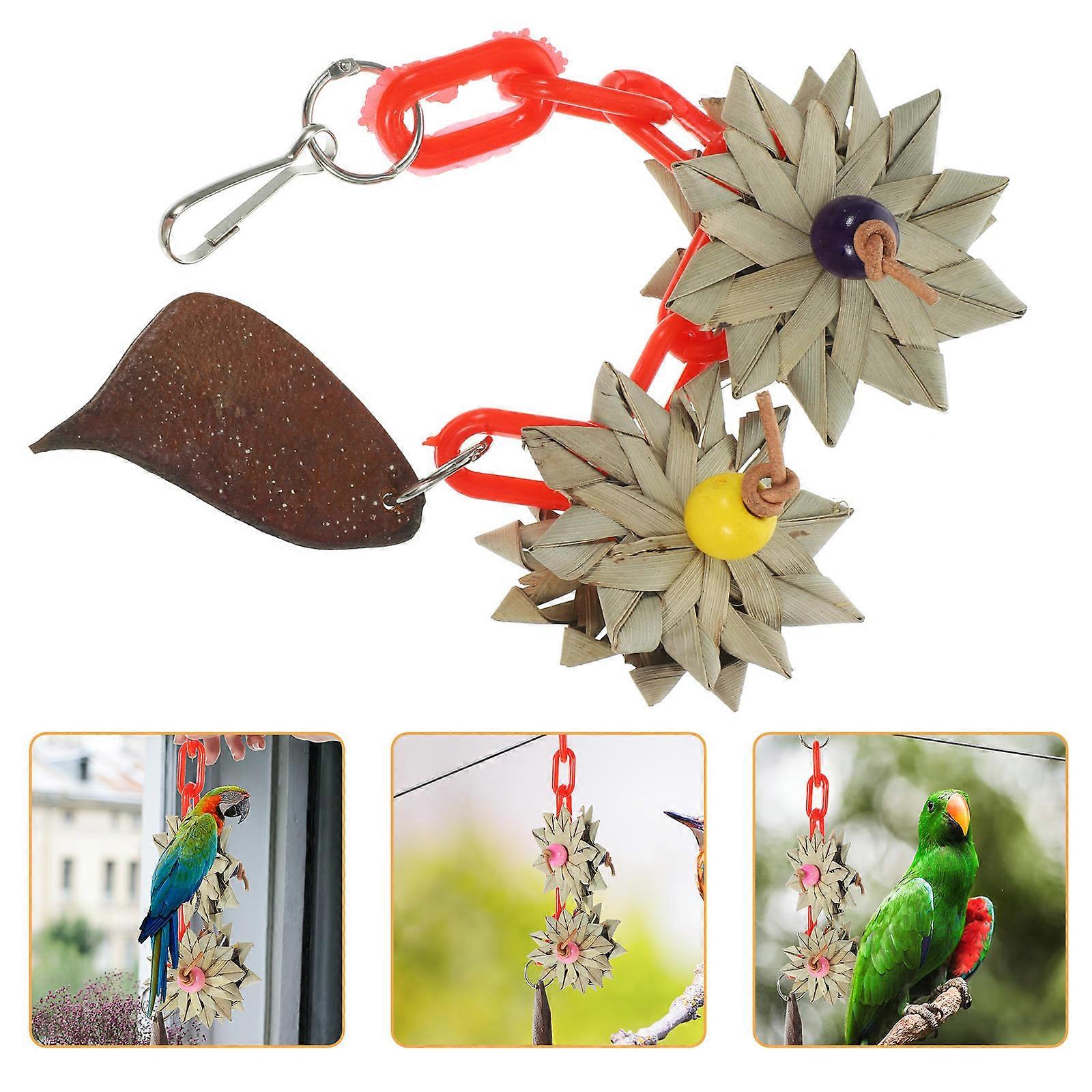 Playful Bird Chewing Toy 3Pcs Rustic Lantern-Shaped Accessory For Budgie Indoor Cage 8x31Cm