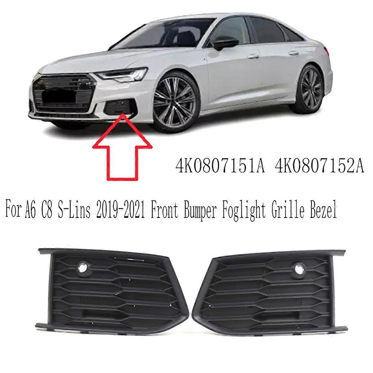 For A6 C8 S-Lins 2019-2023 Front Bumper Foglight Grille Fog Light Bezel 4K0807151A 4K0807152A