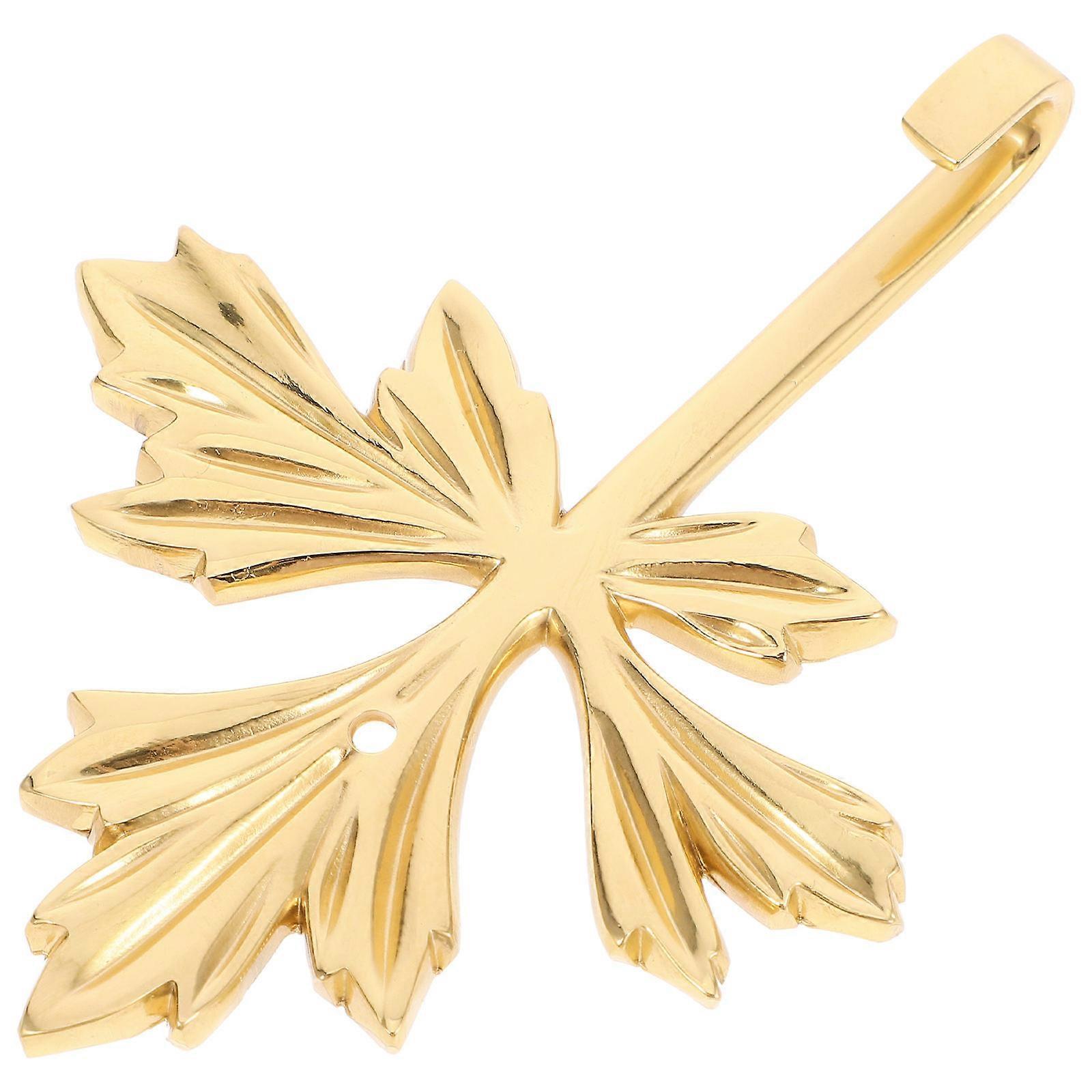 Brass Hooks Maple Leaf Design Wall Hanger for Bathroom Use 2Pcs Pack