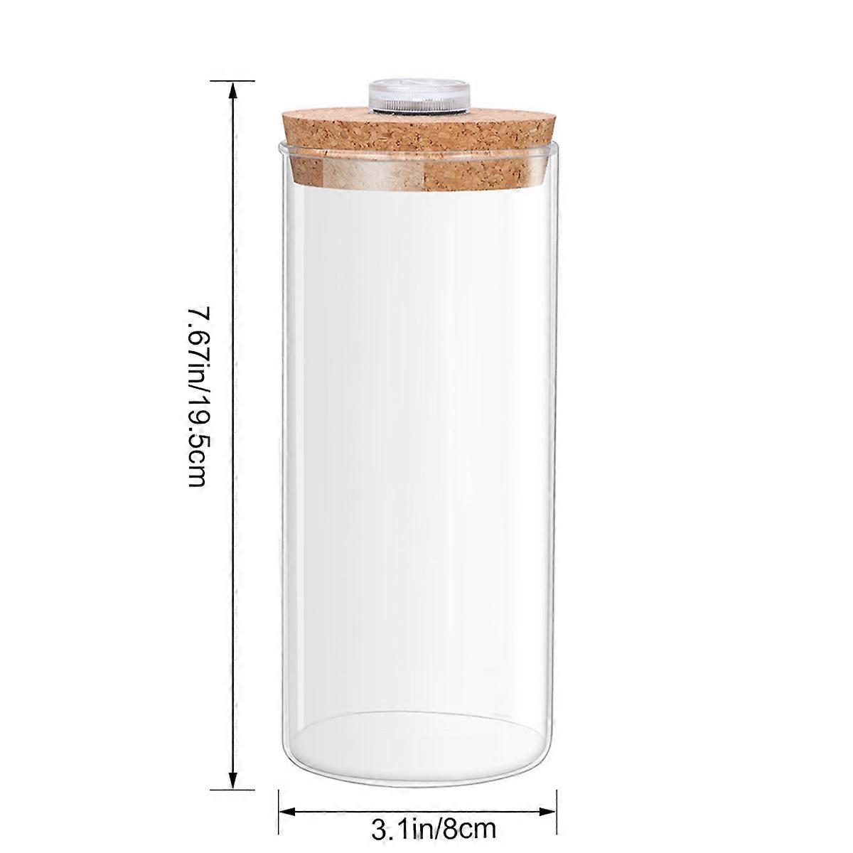 Cylindrical Glass Bottle for Terrarium Decor with LED Light 3Pcs