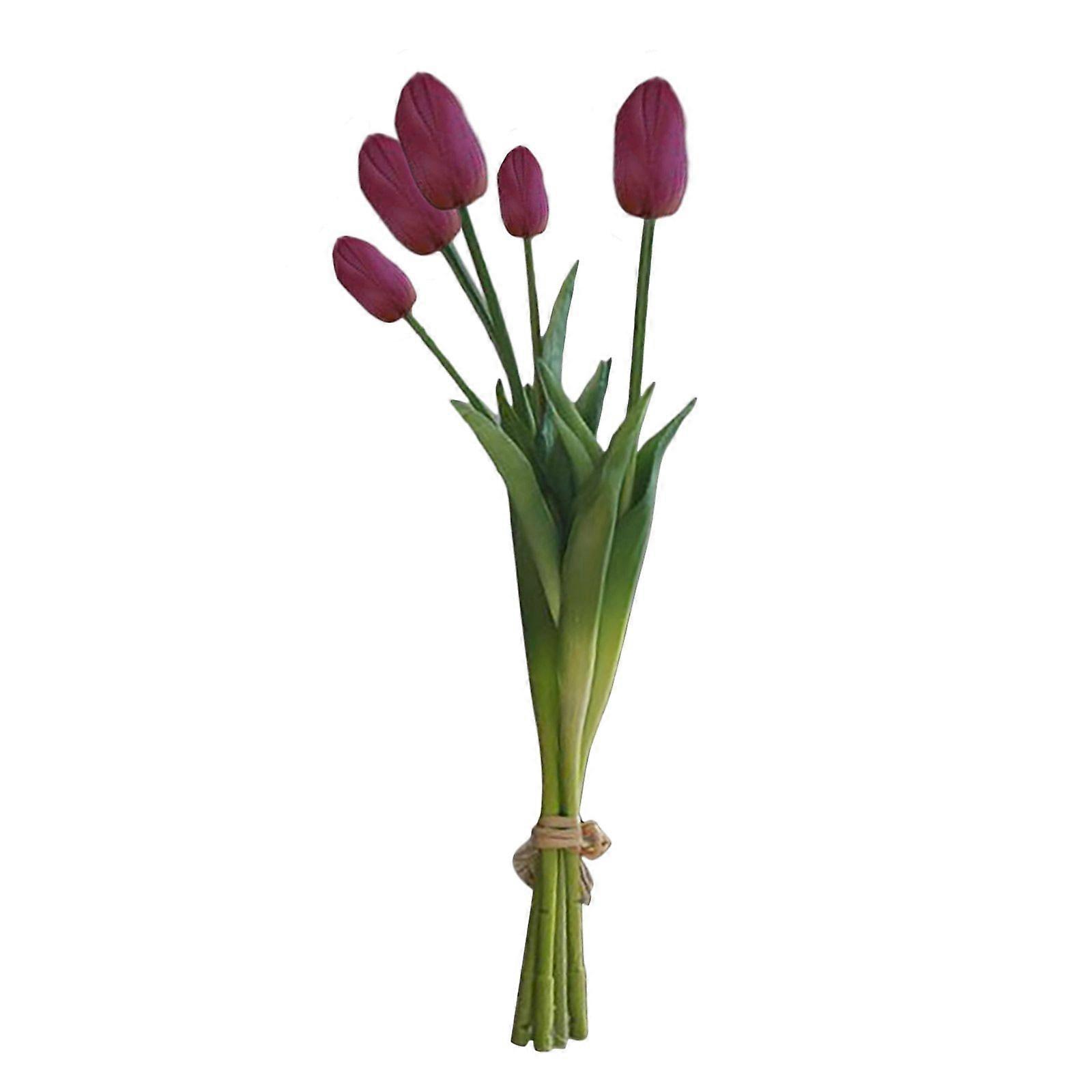 Minglan Simulated artificial flowers for home wedding photos with five bunches of soft glue tulips