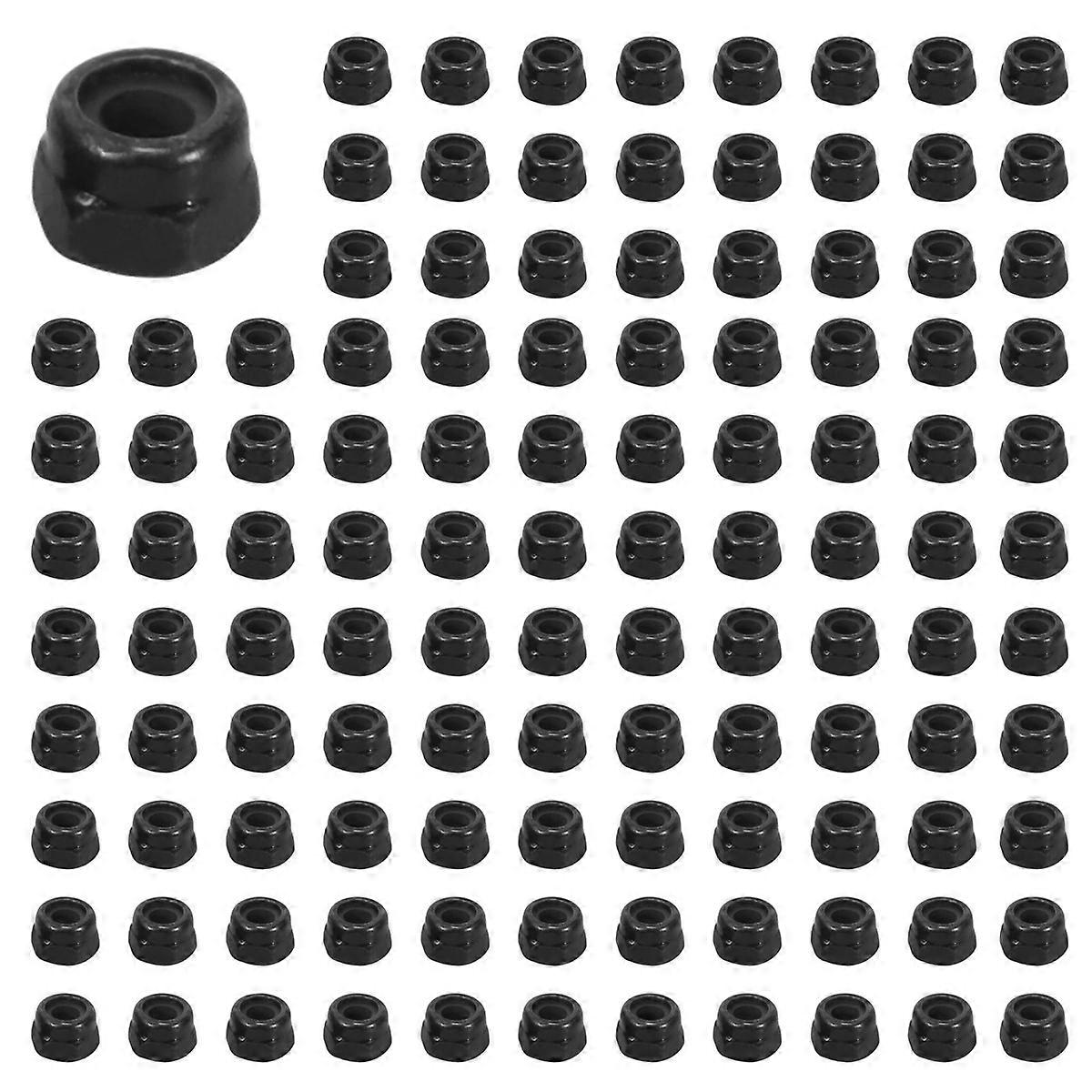 M2 Zinc Plated Nylock Nylon Insert Hex Lock Nuts Black 50pcs