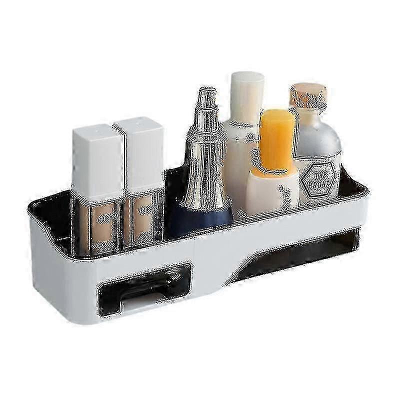 Bathroom Multi-function Drain Rack Bathroom Free Punching Wall-mounted Storage Rack-colour:white