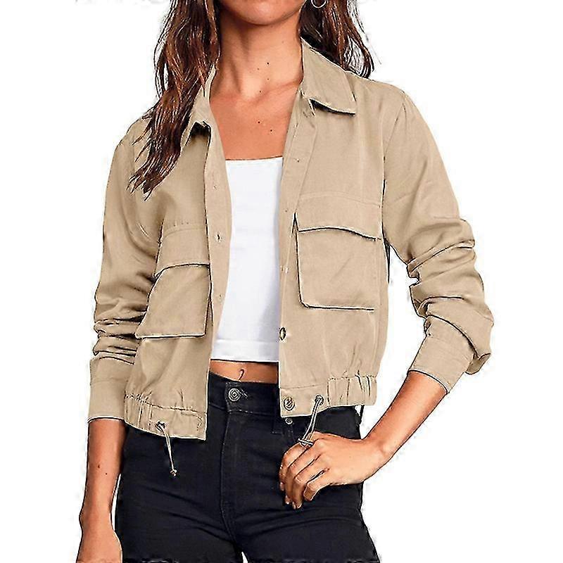 Women's Solid Colour Single Breasted Long-sleeve Drawstring Thin Jacket 25-26