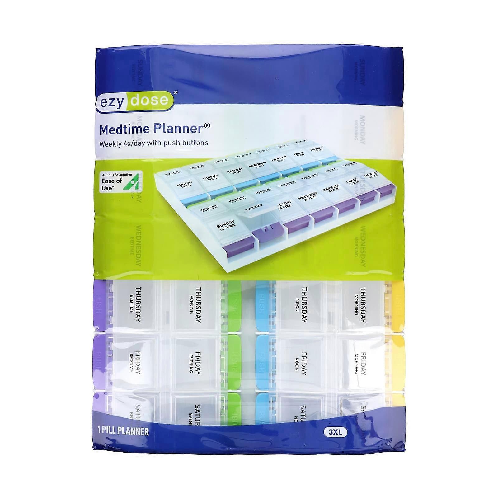 Weekly 4X/Day with Push Buttons Medtime Planner, 3XL, 1 Count