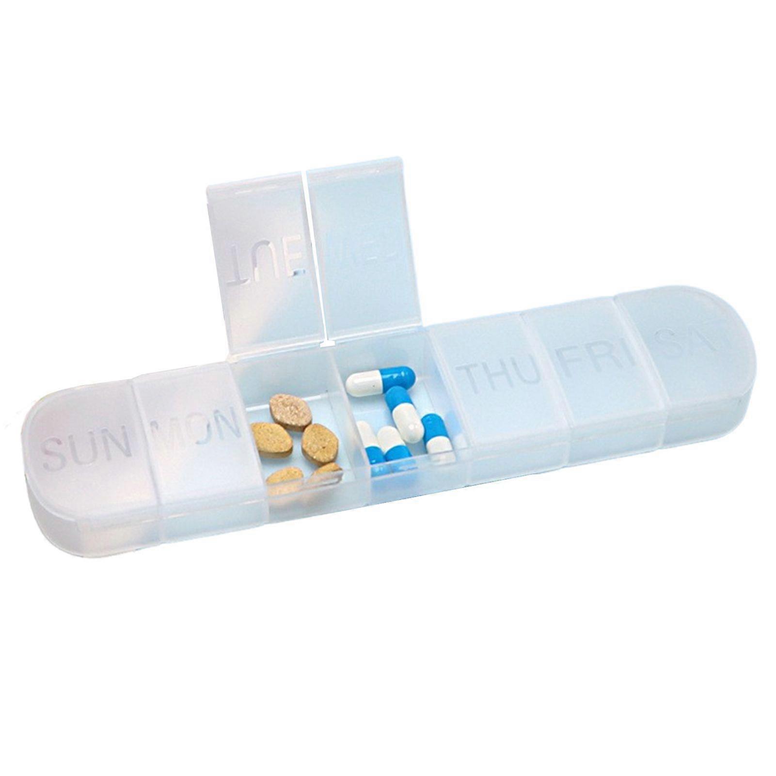 Weekly Pill Box Large Capacity Multiple Compartments Dustproof Lightweight Portable 7-Day Vitamin Medicine Box Organizer