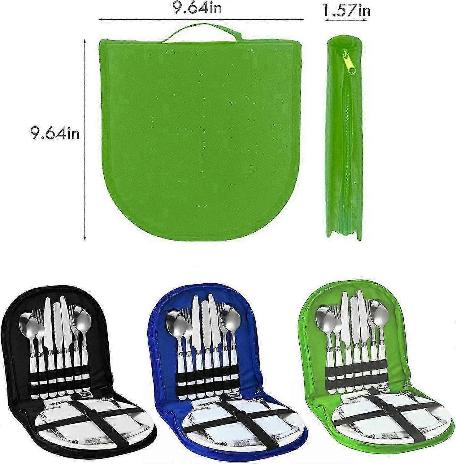 Kaşık Çatal Bıçak Plakalı Taşınabilir Açık Kamp Çatal Bıçak Seti (mavi)