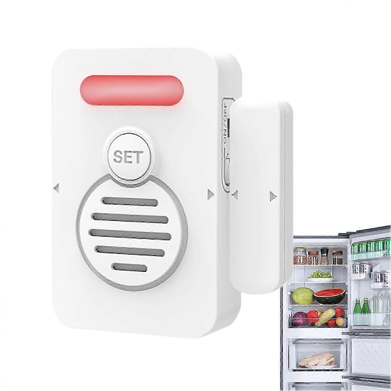Refrigerator Door Alarm Open Alarm with Adjustable Voice Notifications Window Sensor, Voice Warning Door Lock Reminder for Garage Cellar