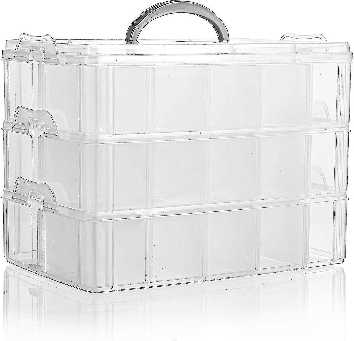 3-tier Stackable Storage Container  Plastic Box With 30 Compartments