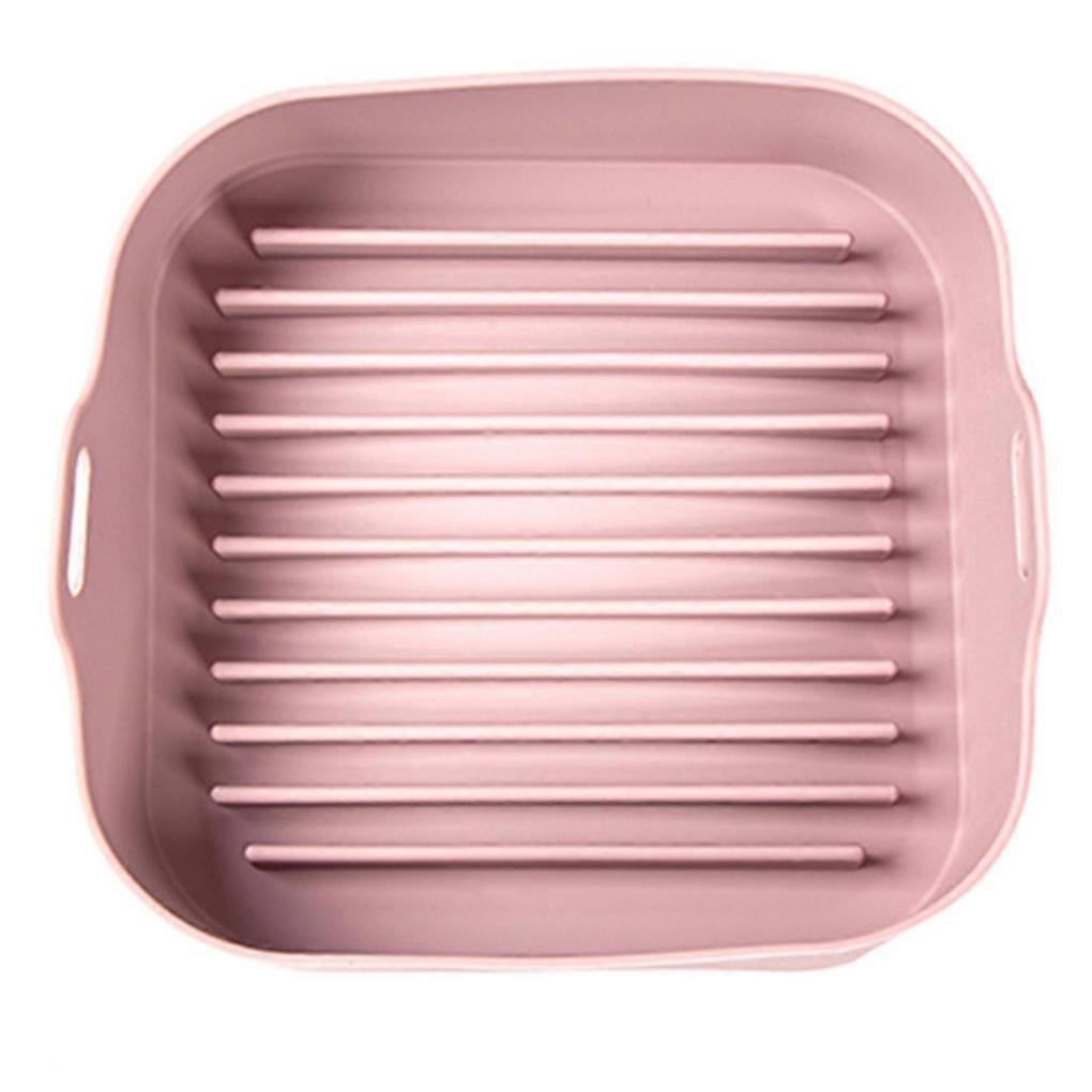 Air Fryer Silicone Pot Oven Basket Fried Chicken Baking Replacement Pan Pink