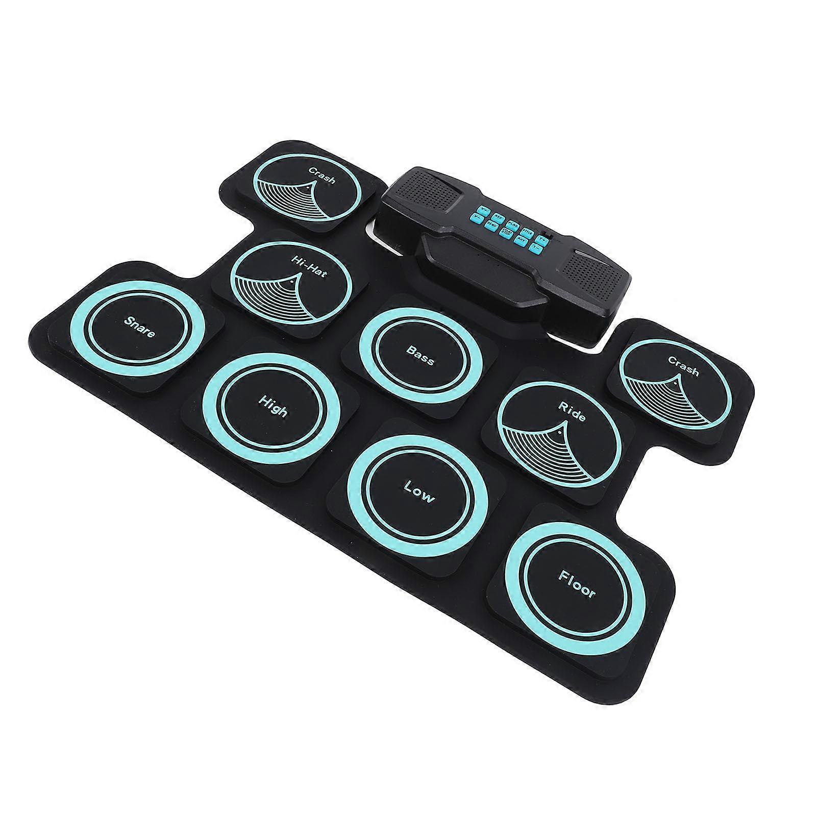 Electronic Drum Practice Pad with Dual Speakers DTX Game Mode 2000mAh Rechargeable Roll Up Drum Pad 