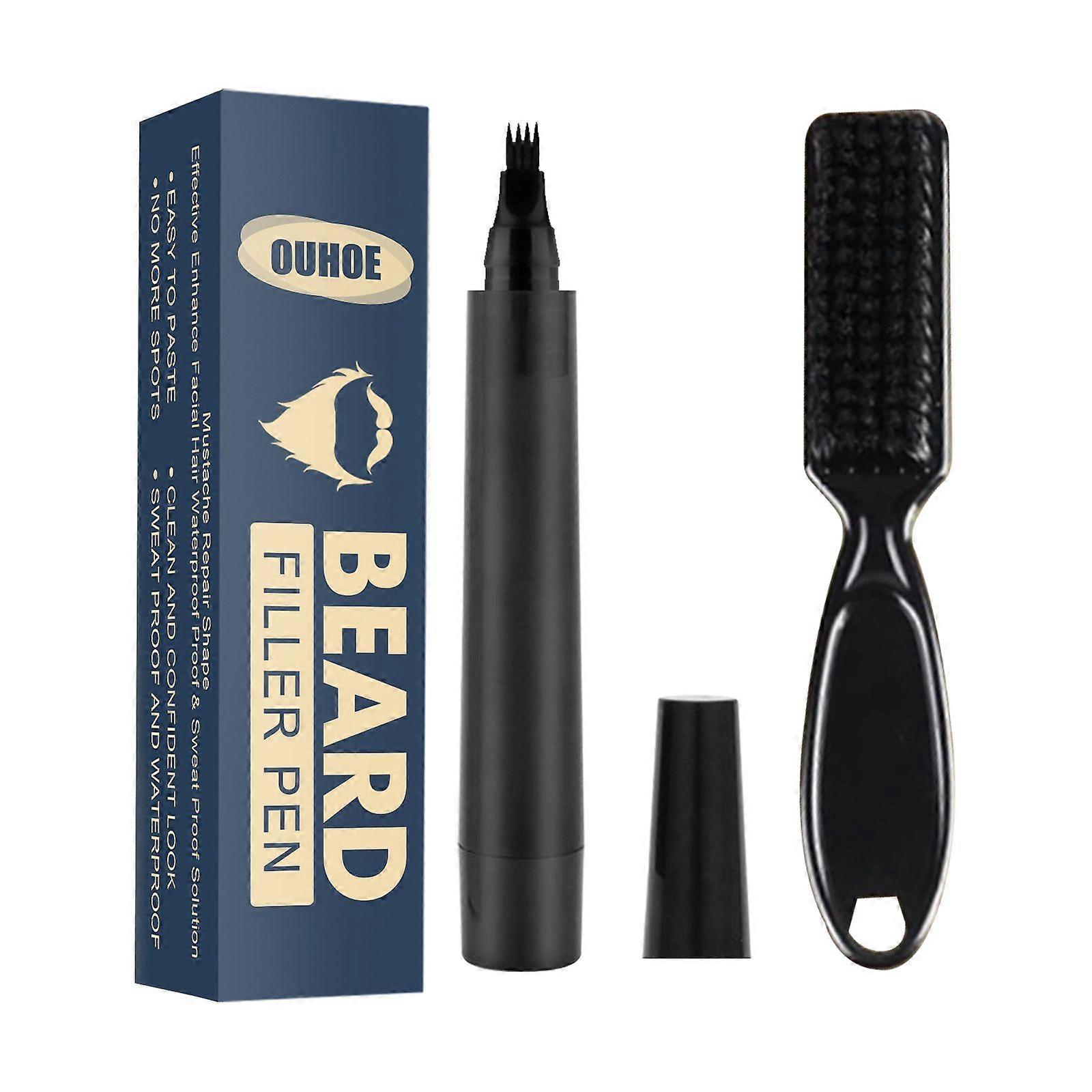 Ouhoe Forked Four-Head Waterproof Beard Pen With Beard