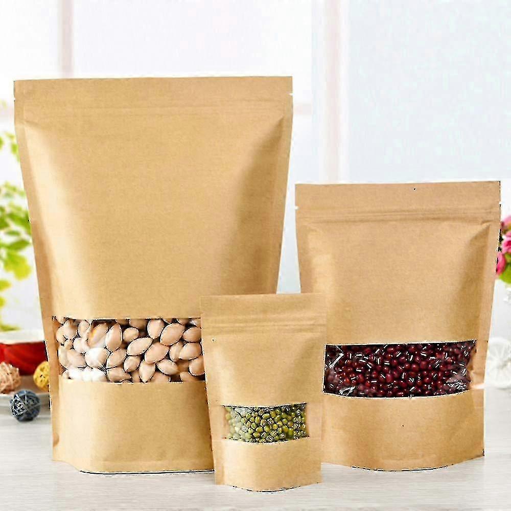 Biodegradable Stand Up Pouches with Window & Resealable Seal - 100pcs