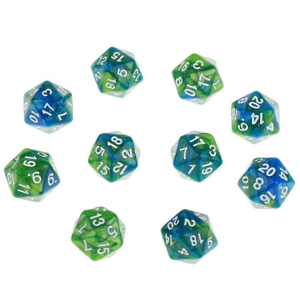 10 Pcs 20 Sided Dice D20 Polyhedral Dice For Dungeons And Dragons Table Games Green Purple