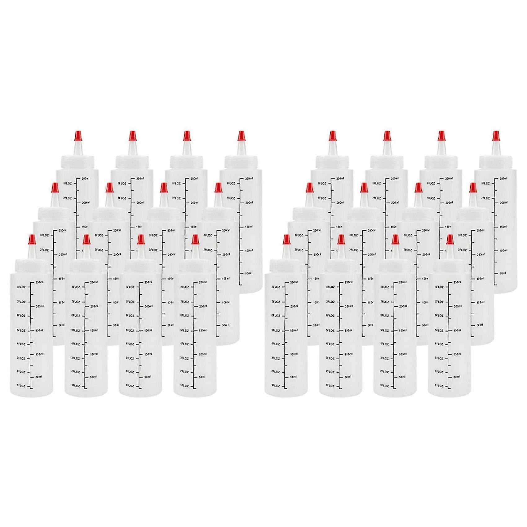 24-pack 8 Oz Condiment Squeeze Bottles With Red Tip Cap - Durable Plastic Squirt Bottle For Ketchup