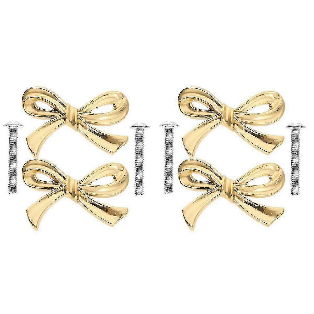 4Pcs Decorative Bow Cabinet Handles: Brass Drawer Pulls, Hardware Dresser Pulls