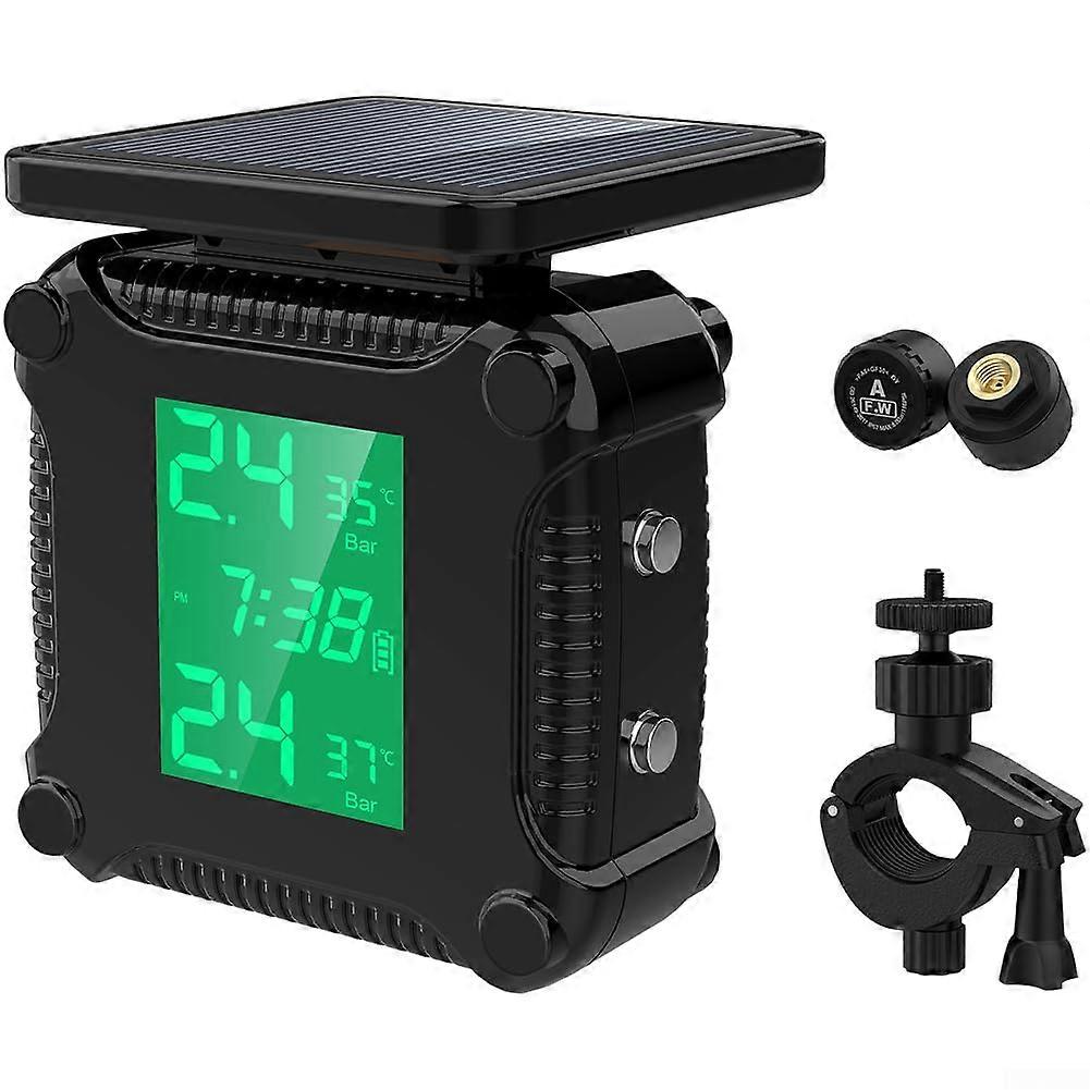Solar Powered Motorcycle Tire Pressure Monitor, Color Screen, IP67 Waterproof, Wireless Connectivity, Precise Sensor