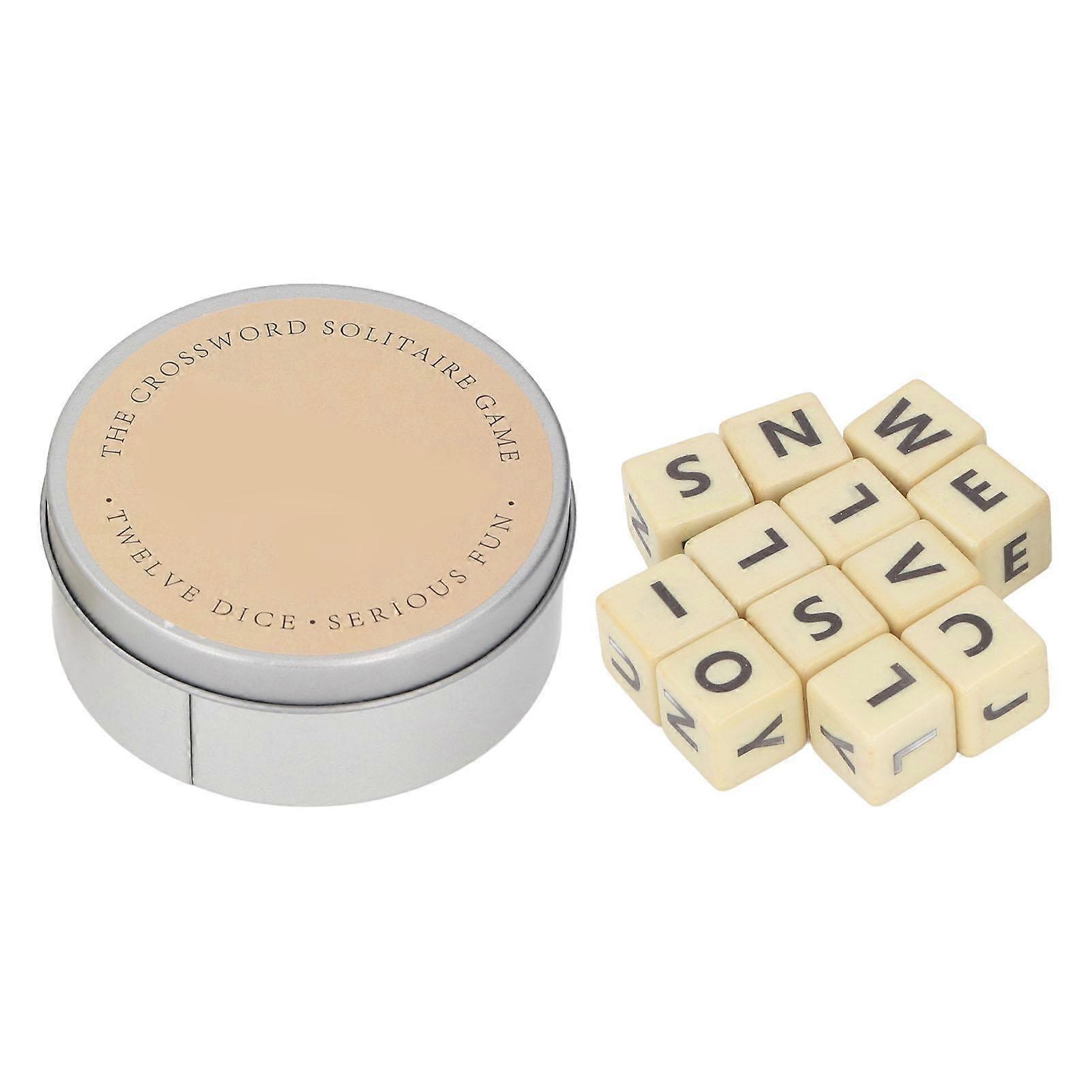 Crossword Game with 12 English Letter Dices Plastic Travel Scrabble Game with Storage Case for