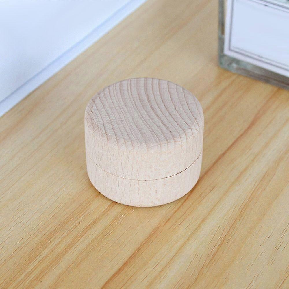 Round Wooden Box Handmade Storage Box Small Beads Container  Gift
