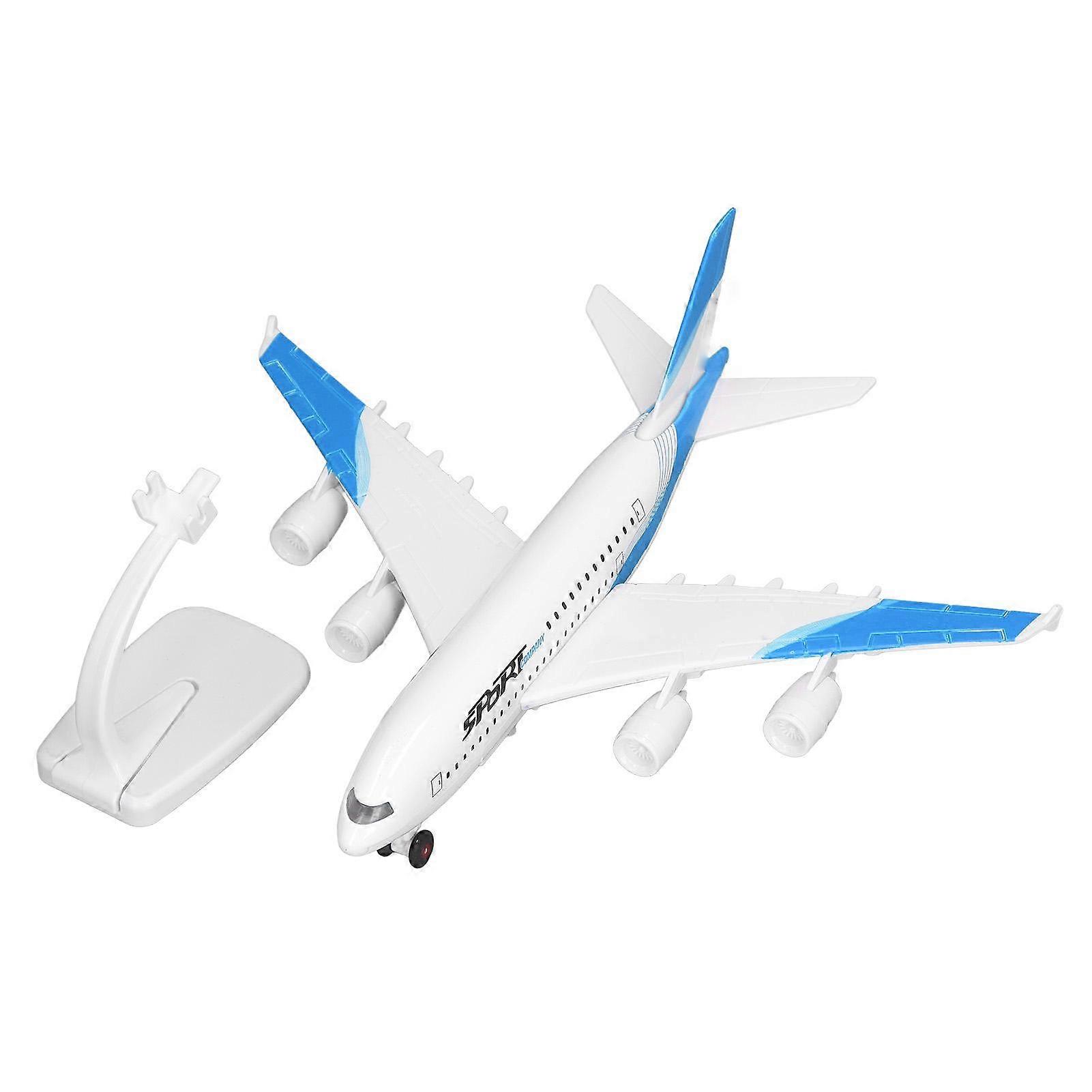 Alloy Airplane Model Aircraft Model 5 Lights Passenger Jet Toy with Display Stand Blue