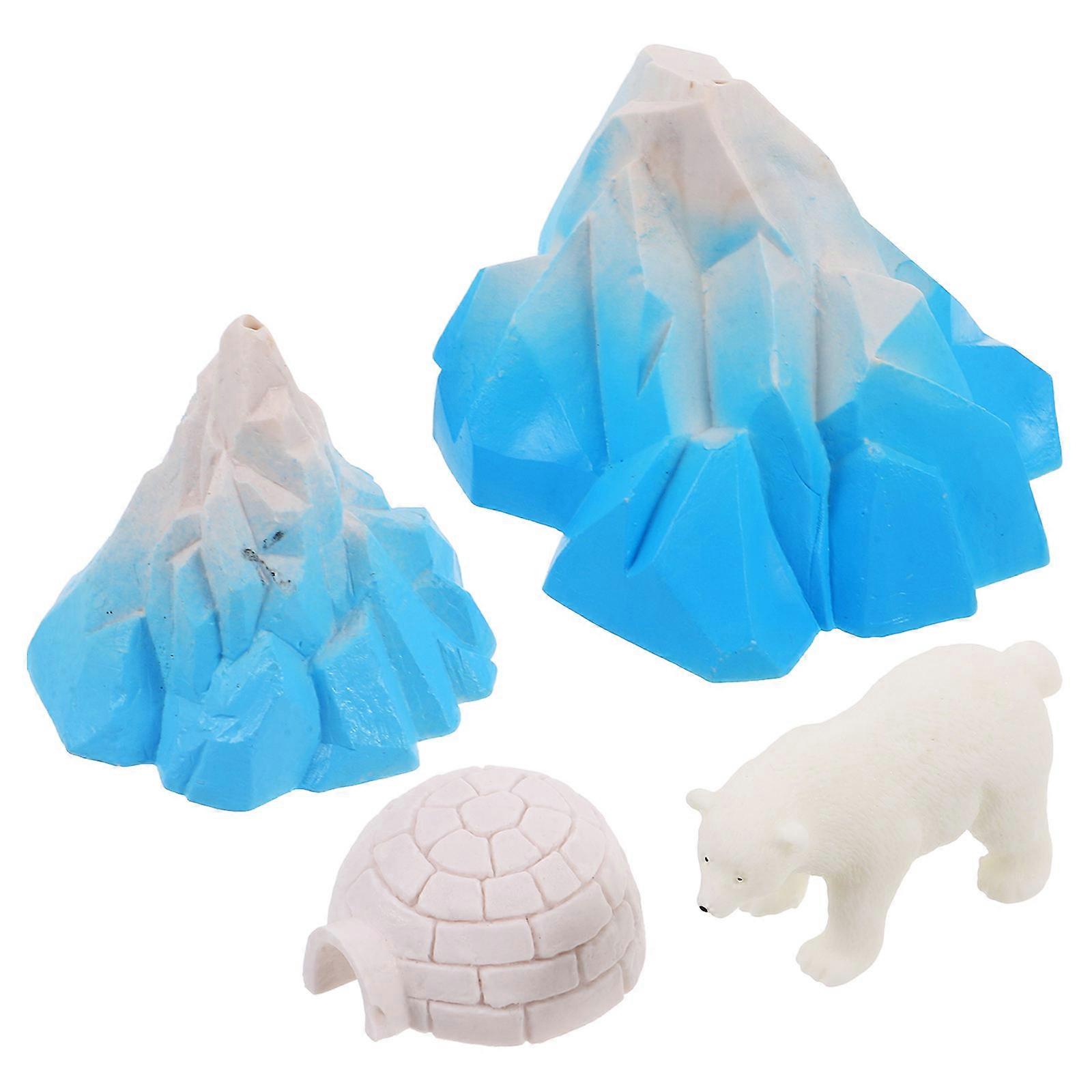 Model Arctic Figurines Toy for Kids 4Pcs Mini Igloo Set