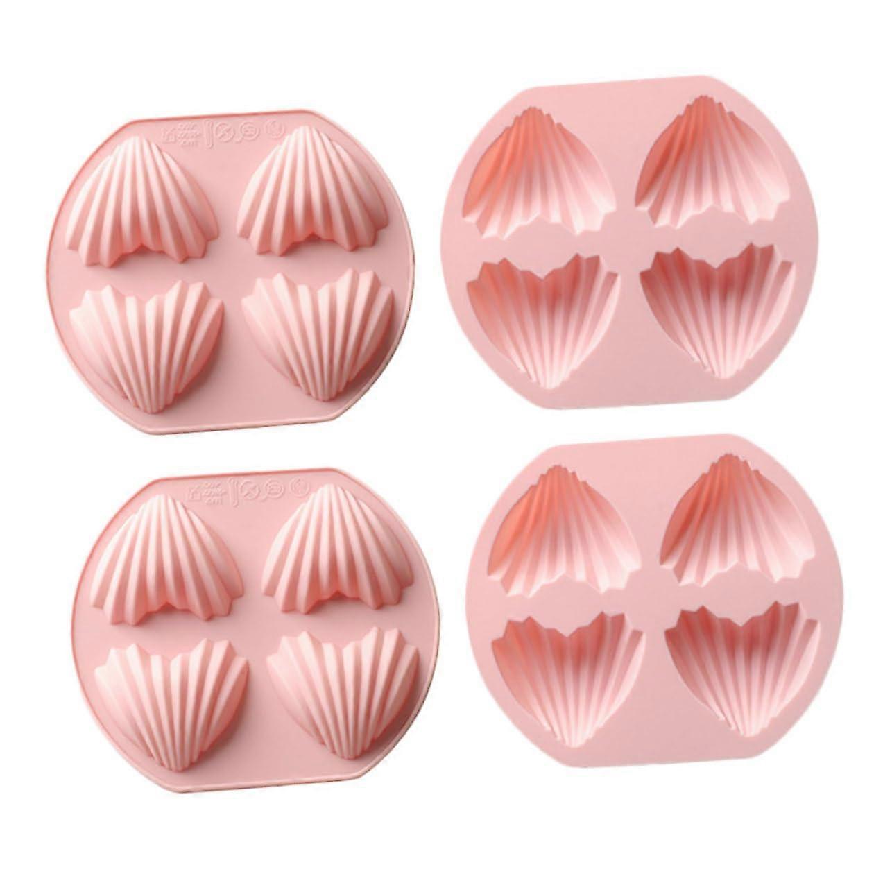 Silicone Heart Shaped Madeleine Cake Molds Set of 4 NonStick Bakeware for DIY Home Baking