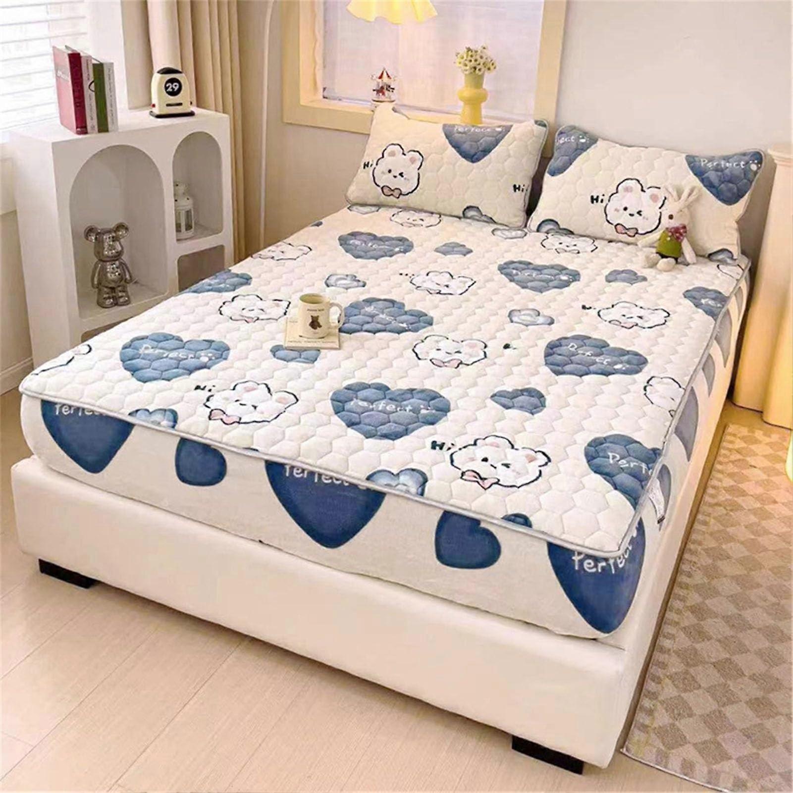 Winter Warm Plush Fitted Sheet Bed Sheet 3D Print Fleece With Pillowcase Size 150x200 Cm Color 13