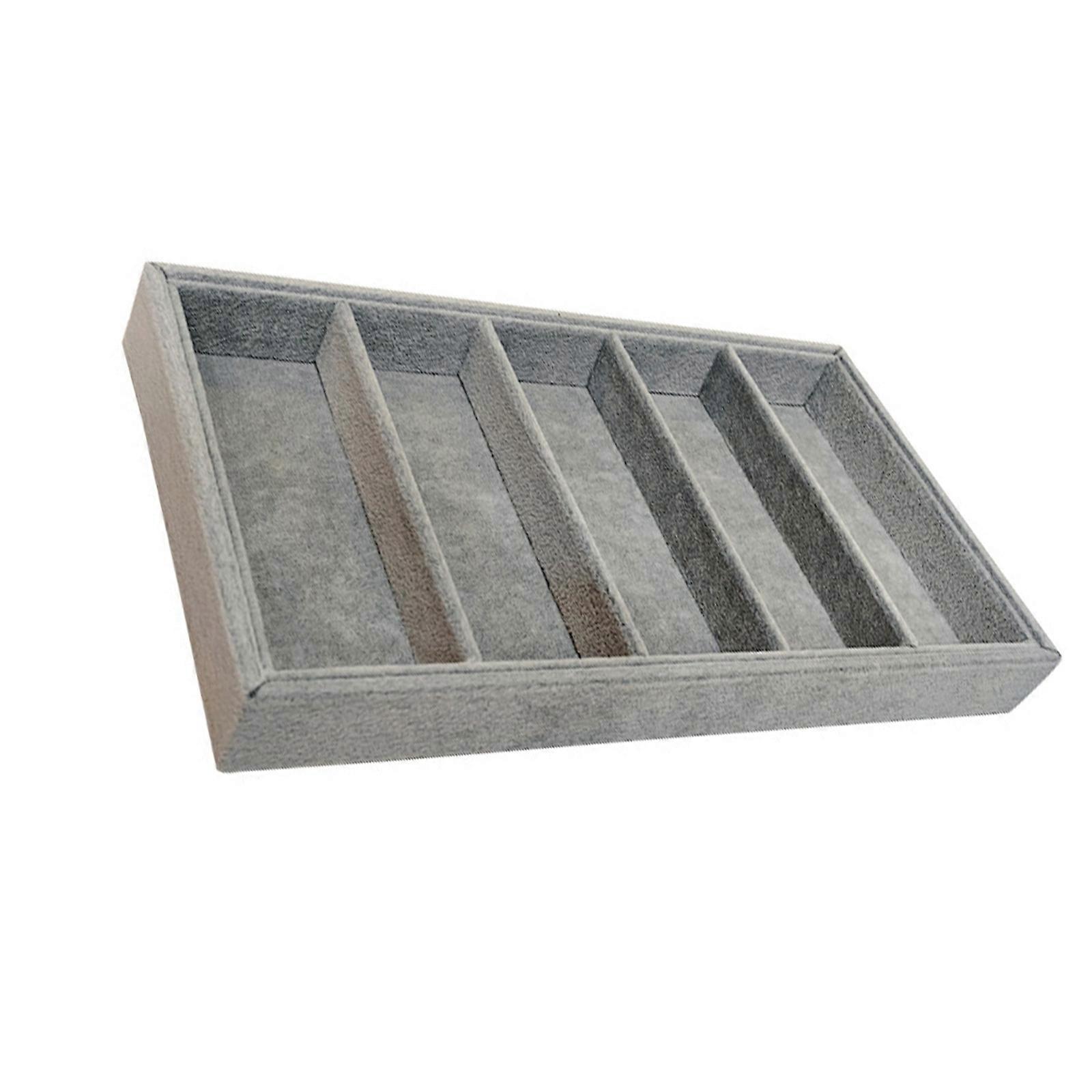 Eyewear Storage Tray Sturdy Linen Fabric Construction Holds Multiple Pairs Securely On Countertops  Grey..