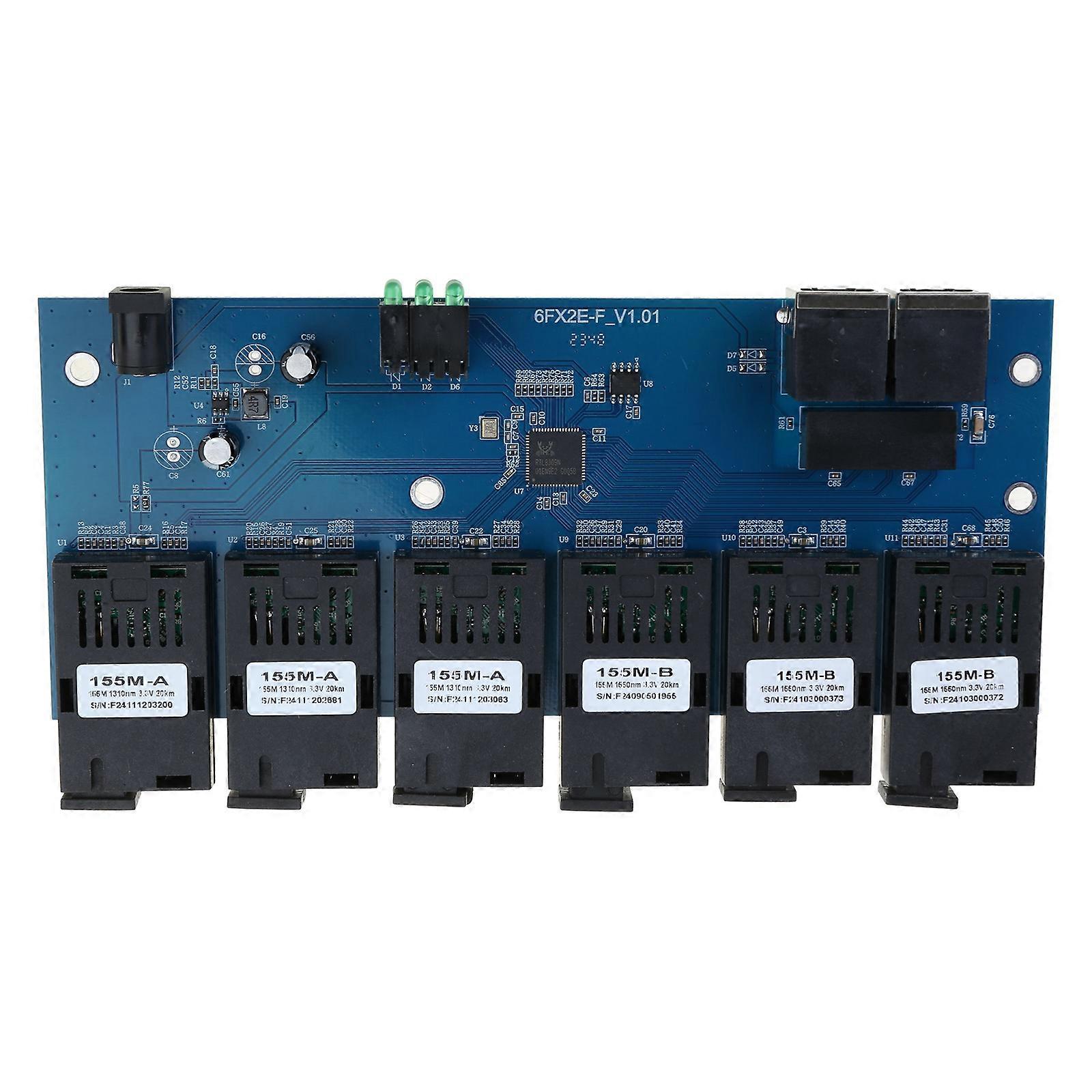 100M PCBA Board Fiber Optics Media Converters 2 RJ45 to 6SC Optics Connection 1310nm/1550nm 3A+3B Port 20KM Ethernet Multicolor