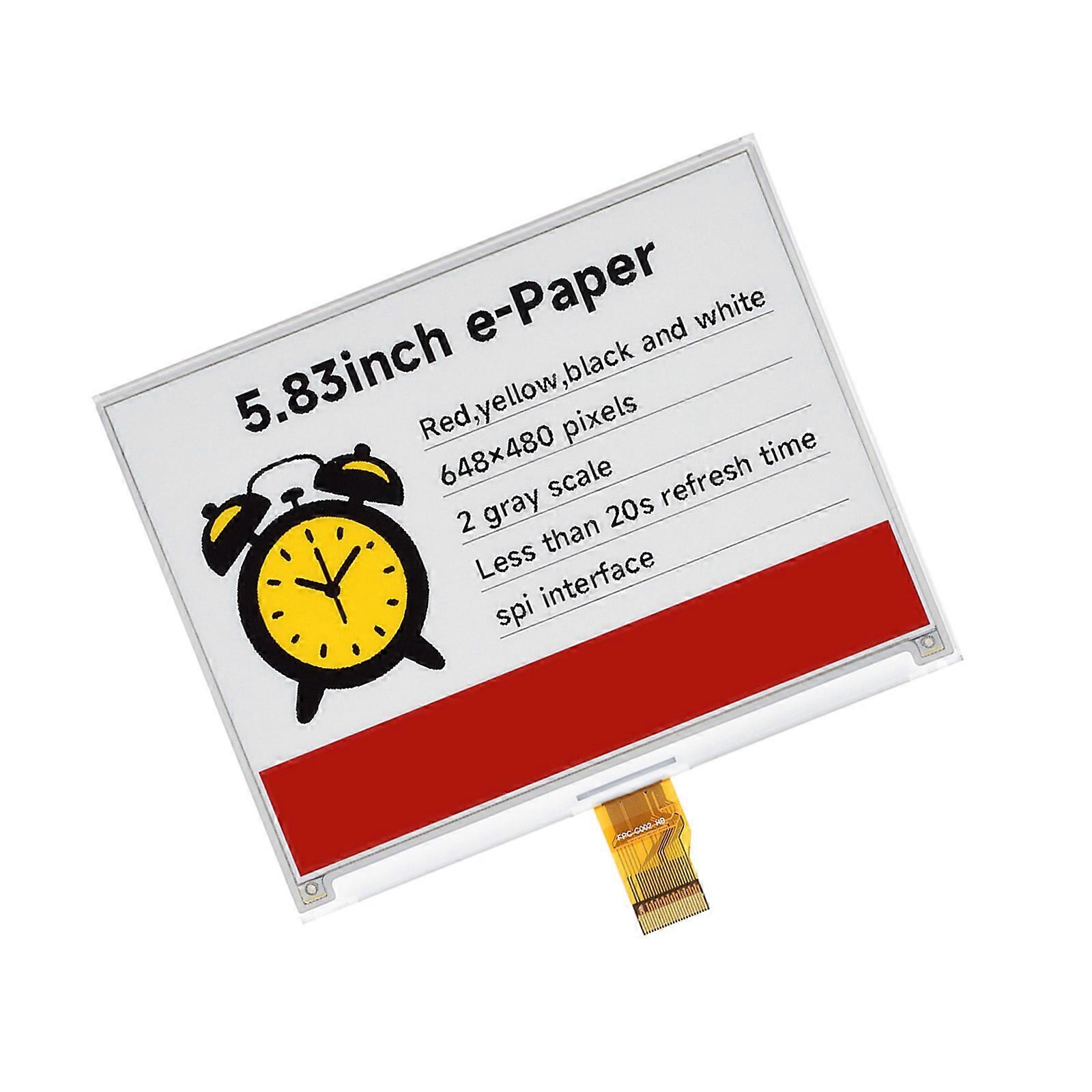 5.83inch E-Paper Display Panel 648x480 Resolution Electronic Ink Electronic Paper Screen Controller SPI Communicating Multicolor