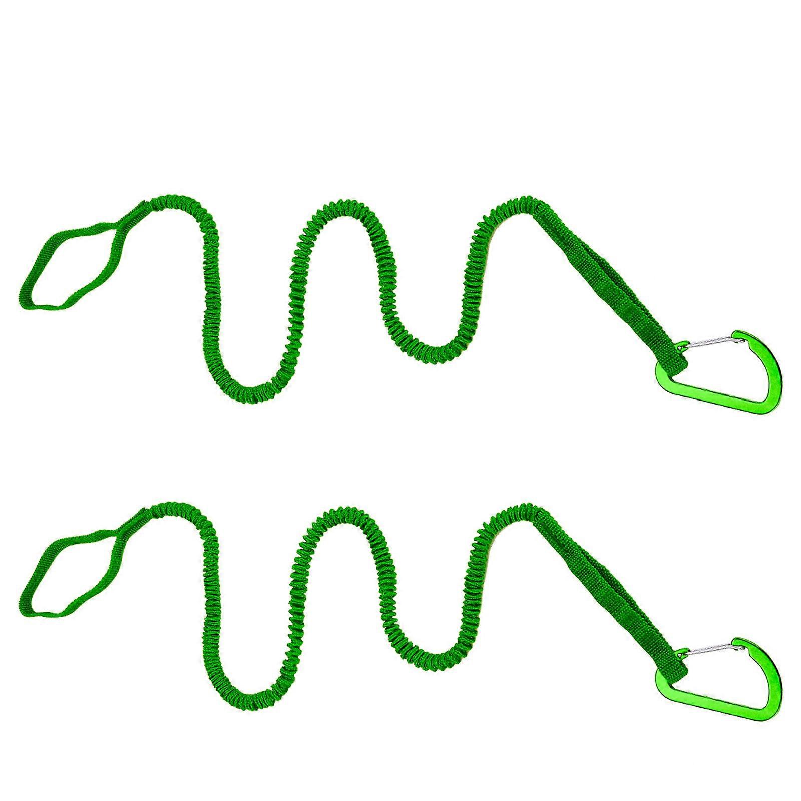 2Pcs Elastics Kayaks Paddle Leash with Hook Canoes Paddle Rope Strap AntiLost Rope Adjustable Paddle Holder Tool Lanyard  Green