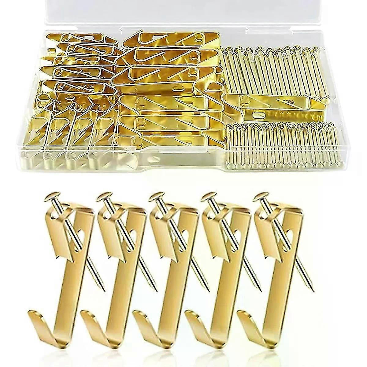 80Pcs Picture Hanging Hooks for Hard Walls Photo Hooks Picture Hanging Kit Frame Heavy Hanger with Nails 30 lbs