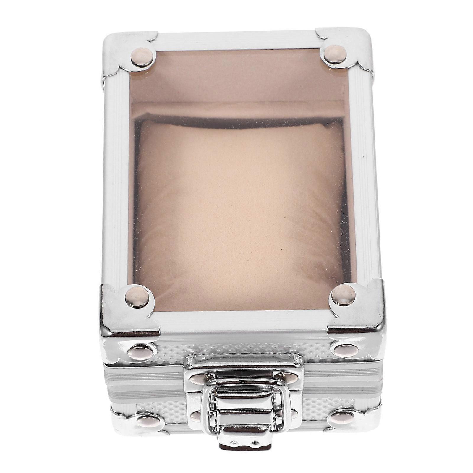 Aluminum Watch Container Box with Lock Watch Storage Silver Case