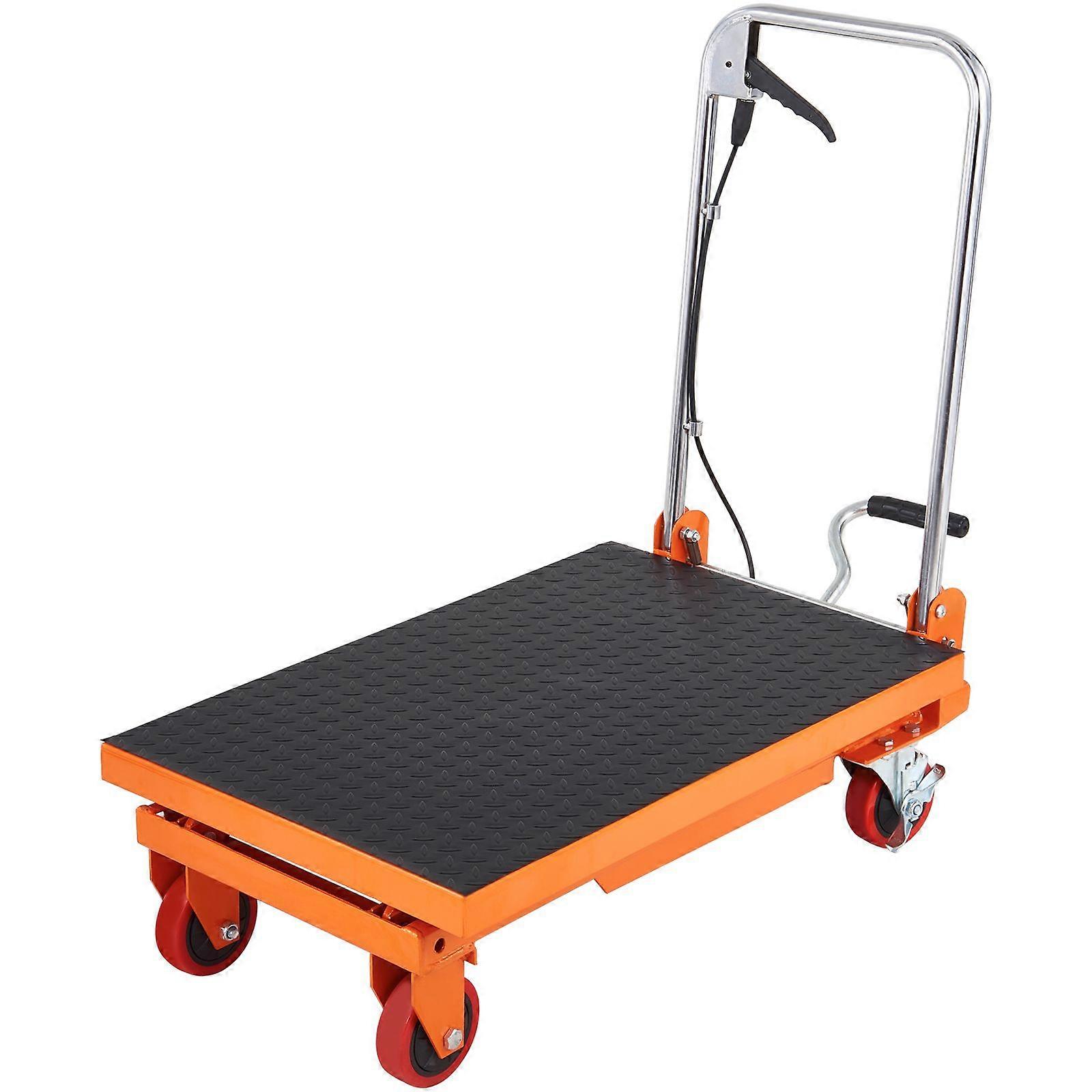 Hydraulic Lift Table Cart, 330lbs Capacity 28.5" Lifting Height,with 4 Wheels and Non-slip Pad,for Material Handling and Transportation
