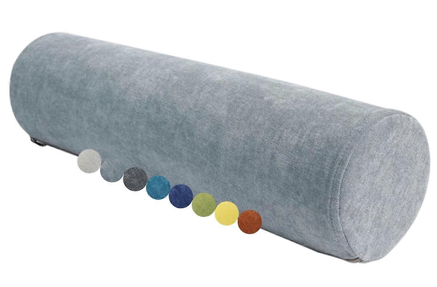 Neck Roll Pillow with Density Foam, Removable Cover, Back and Neck Support for Yoga, Gray 15.7' x 4.7'