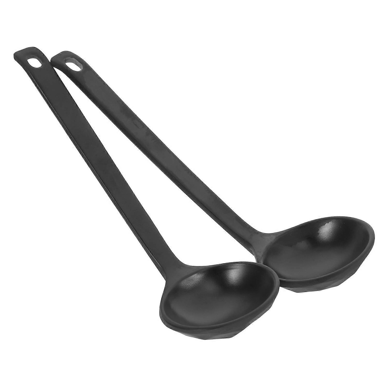 Black Plastic Soup Ladle with Comfortable Grip for Kitchen Use 2pcs