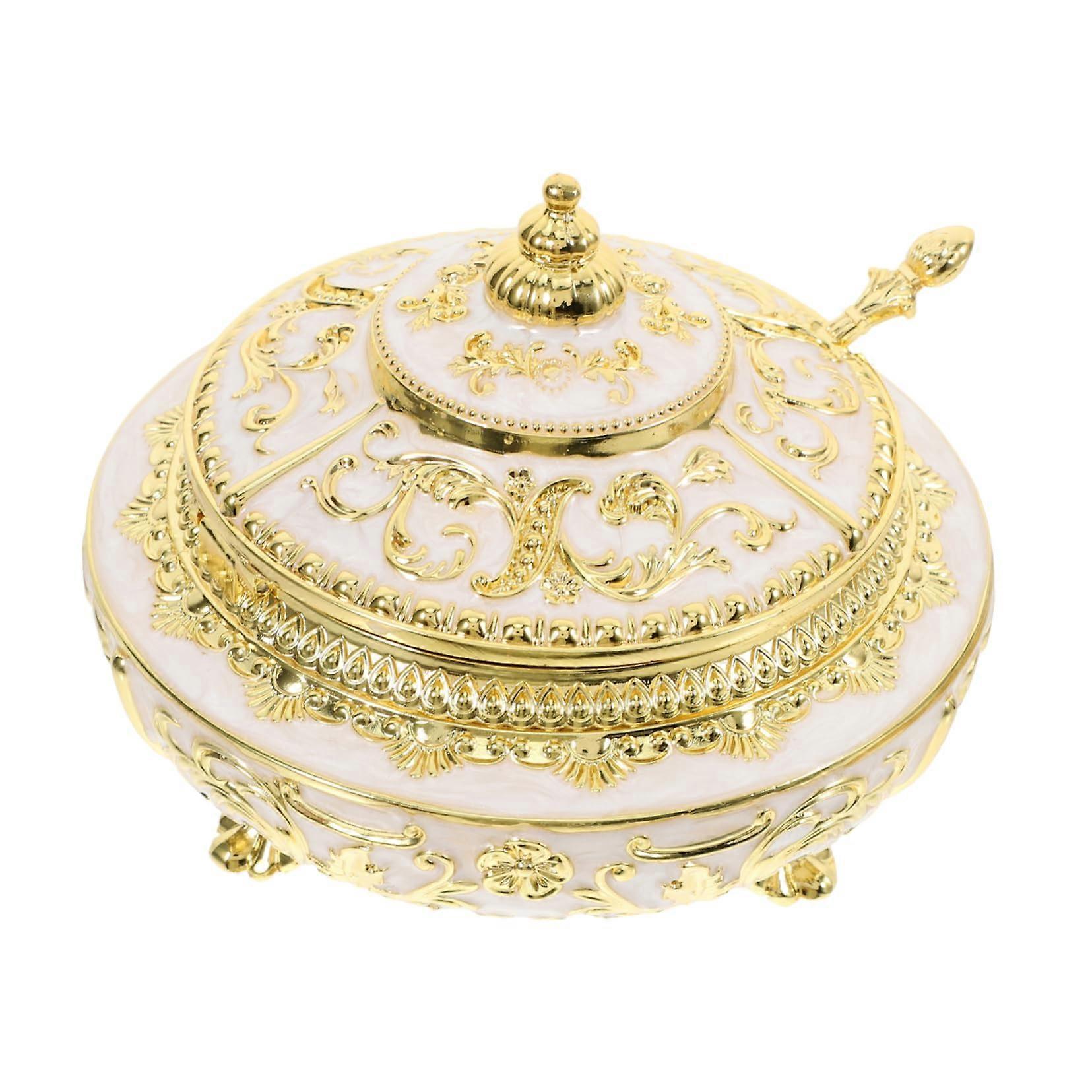 Gold Sugar Dispenser with Lid Airtight Spice Jar Elegant Golden Finish for Kitchen Counter Storage