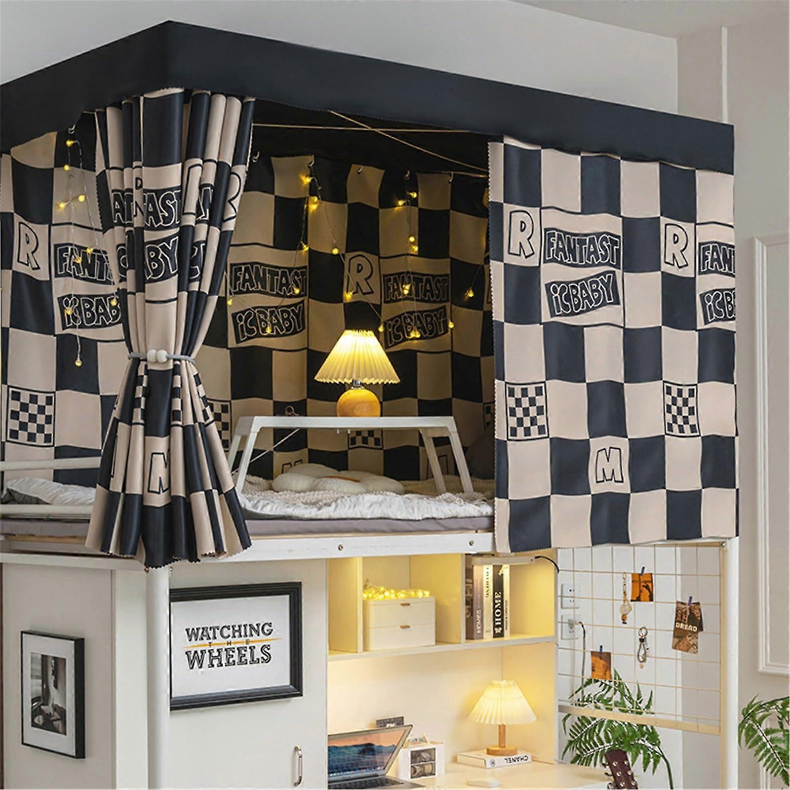 Dorm Bed Privacy Curtain Set, Full Coverage Light Blocking Breathable Fabric for College Bunk Bed