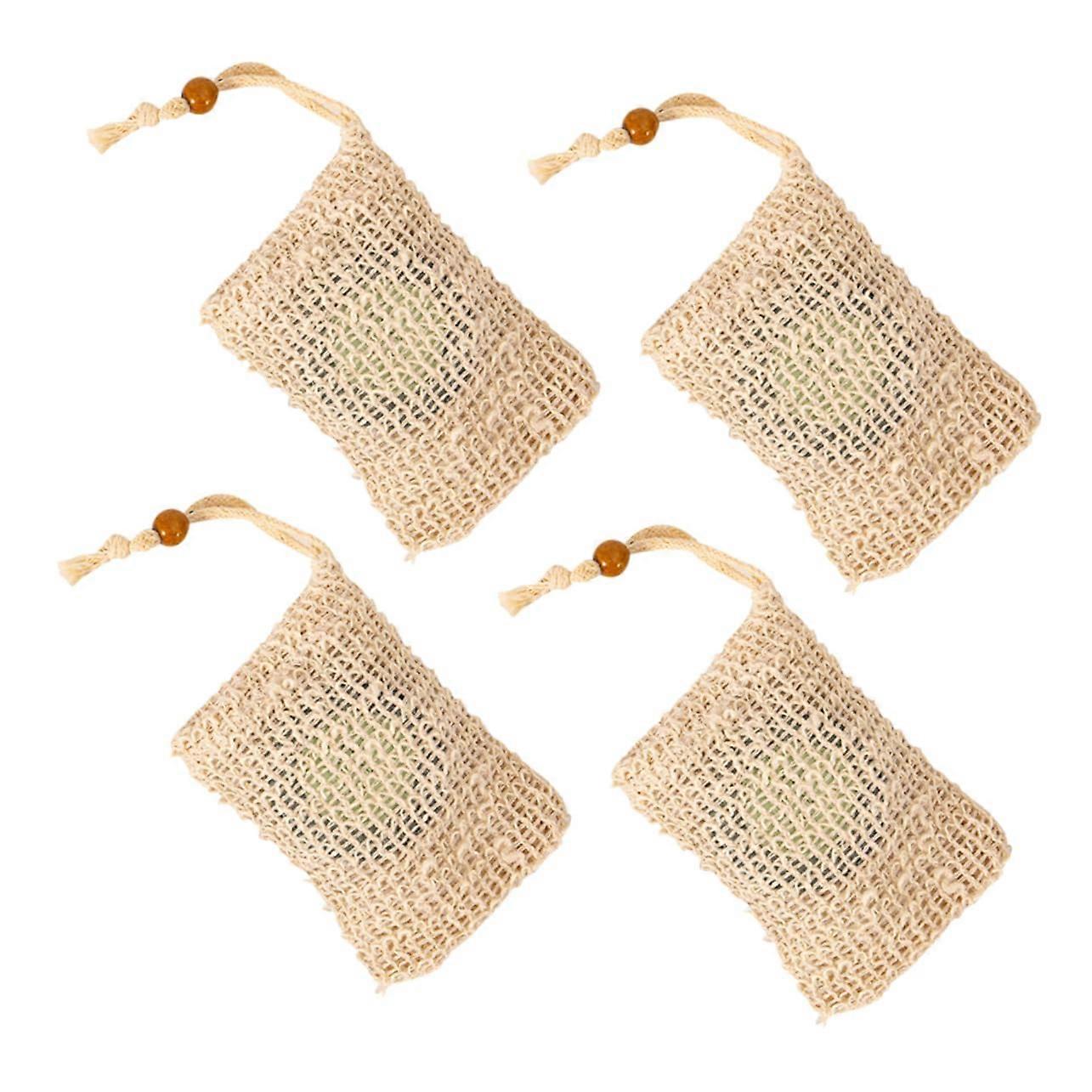 Soap Saver Bag Set of 4 with Foaming Mesh, Drawstring Hanging Pouch for Shower and Gentle Exfoliation
