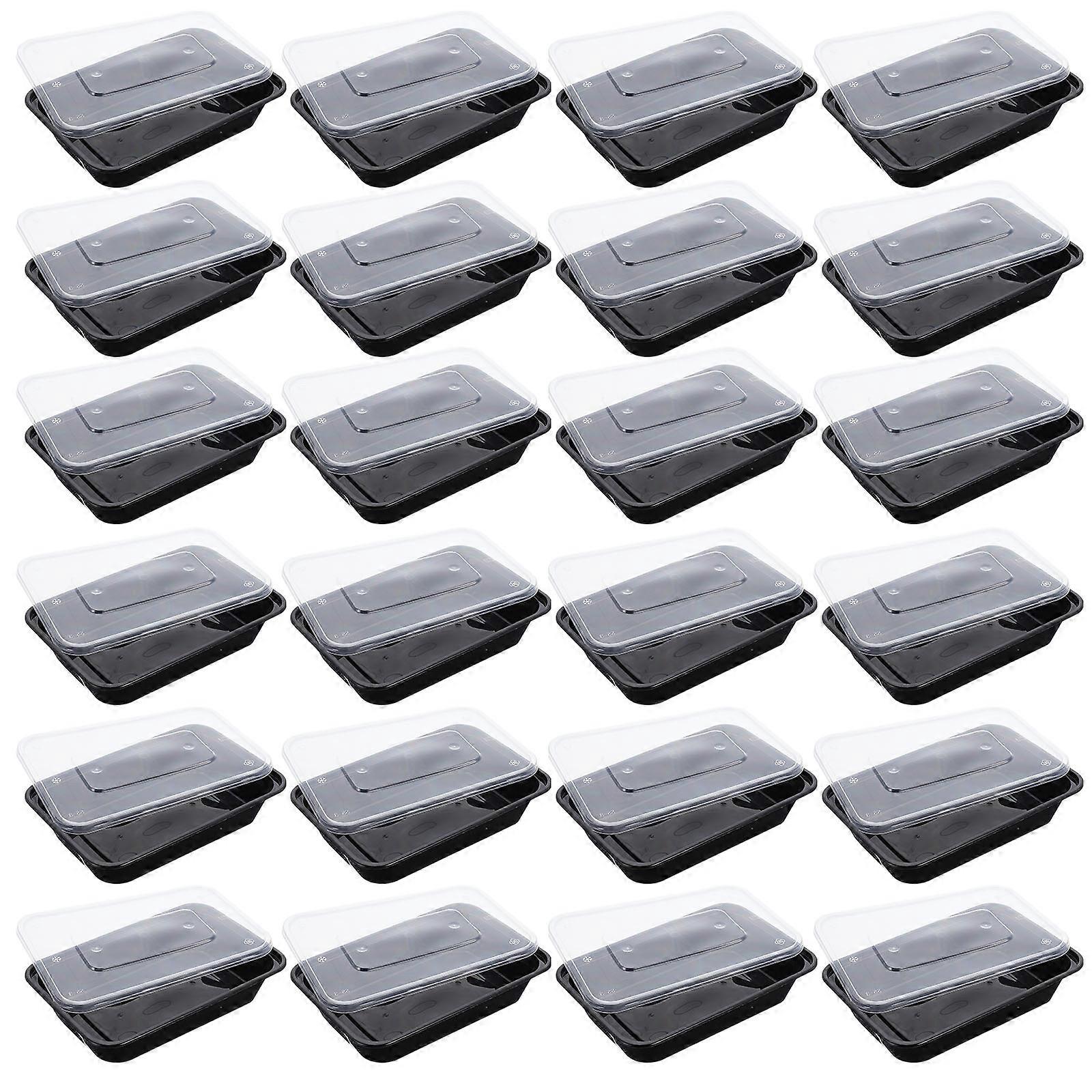 50Pcs Black with Lids for Storage Portable Takeout Bento