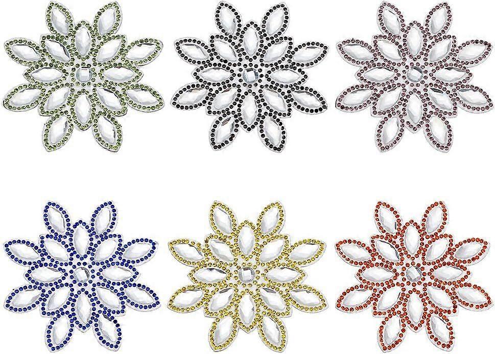 6 PCS Snowflake Hotfix Rhinestone Applique 3.1x2.9inch Bling Rhinestone Iron On Patches Snowflake Dress Belt Embellishment Applique Snowflake Patch fo