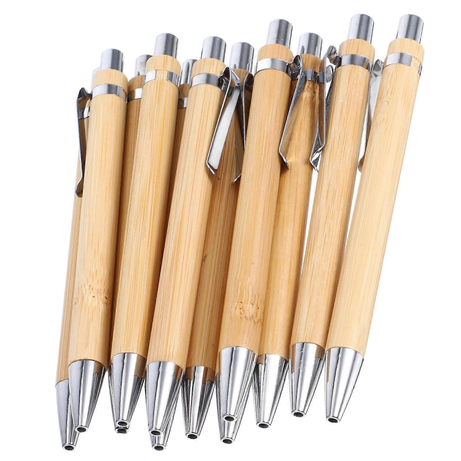 Bamboo Retractable Pens for Students Writing 48Pcs Smooth Black Ink