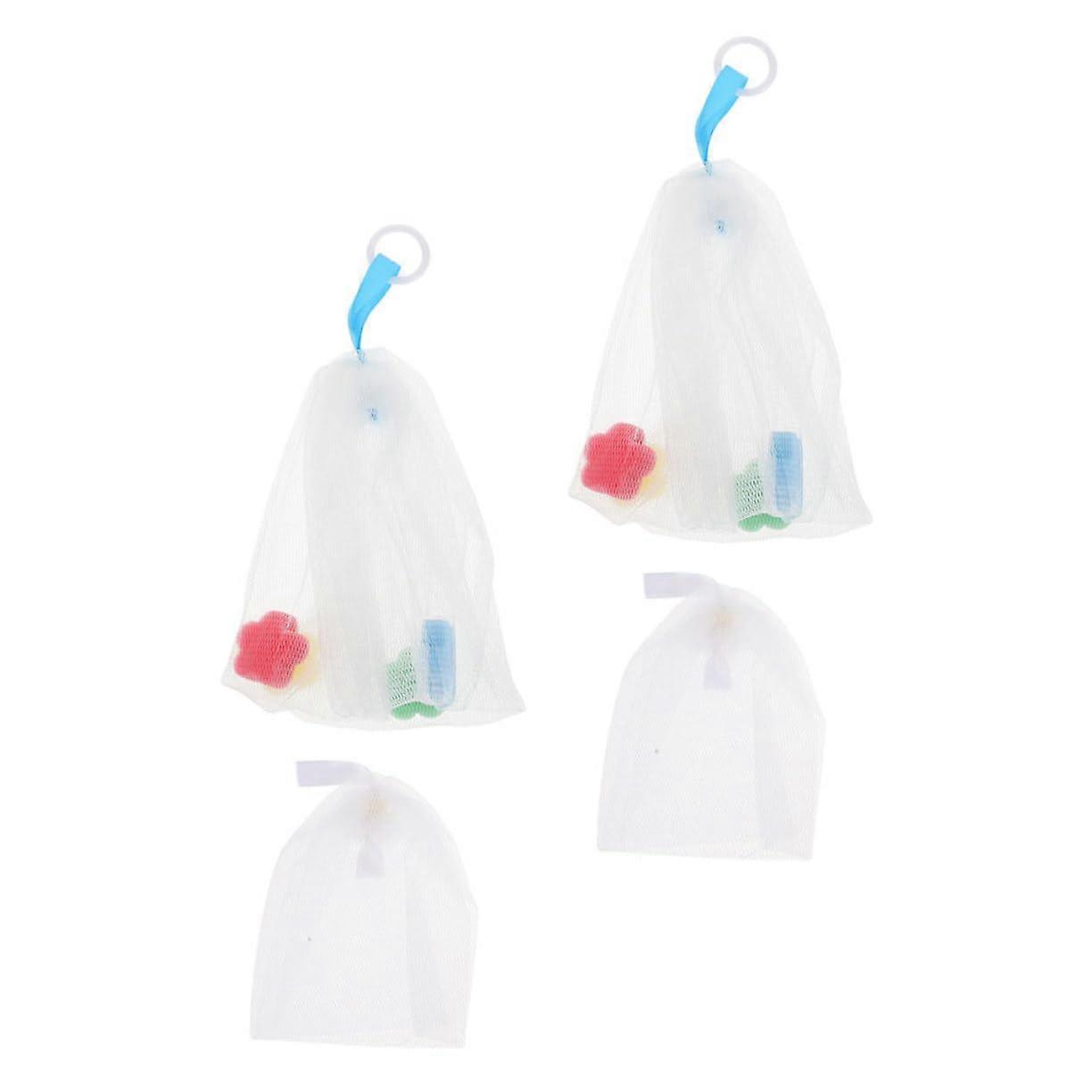 4pcs Soap Foaming Net Mesh Soap Bag for Dense Bubble Creation and Hanging Use for All Skin Types