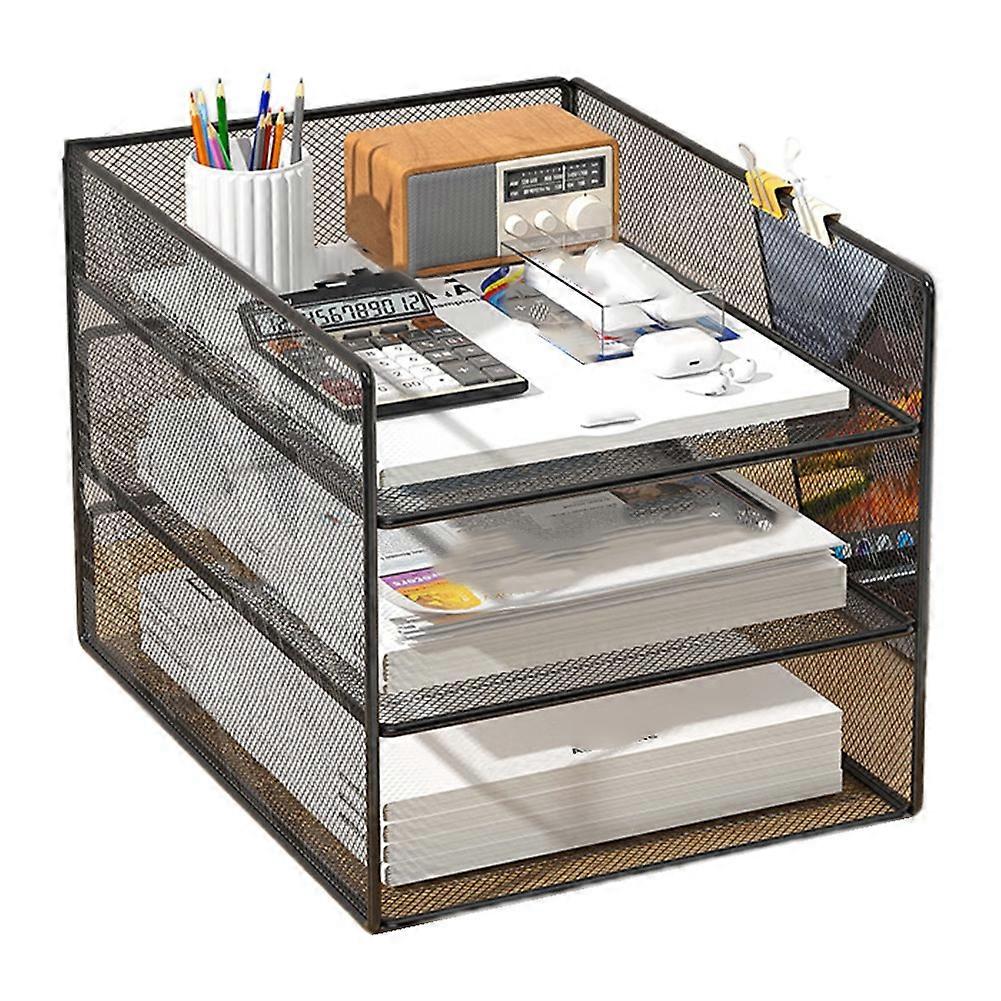 Office File Organizer Three Layer File Holder Black